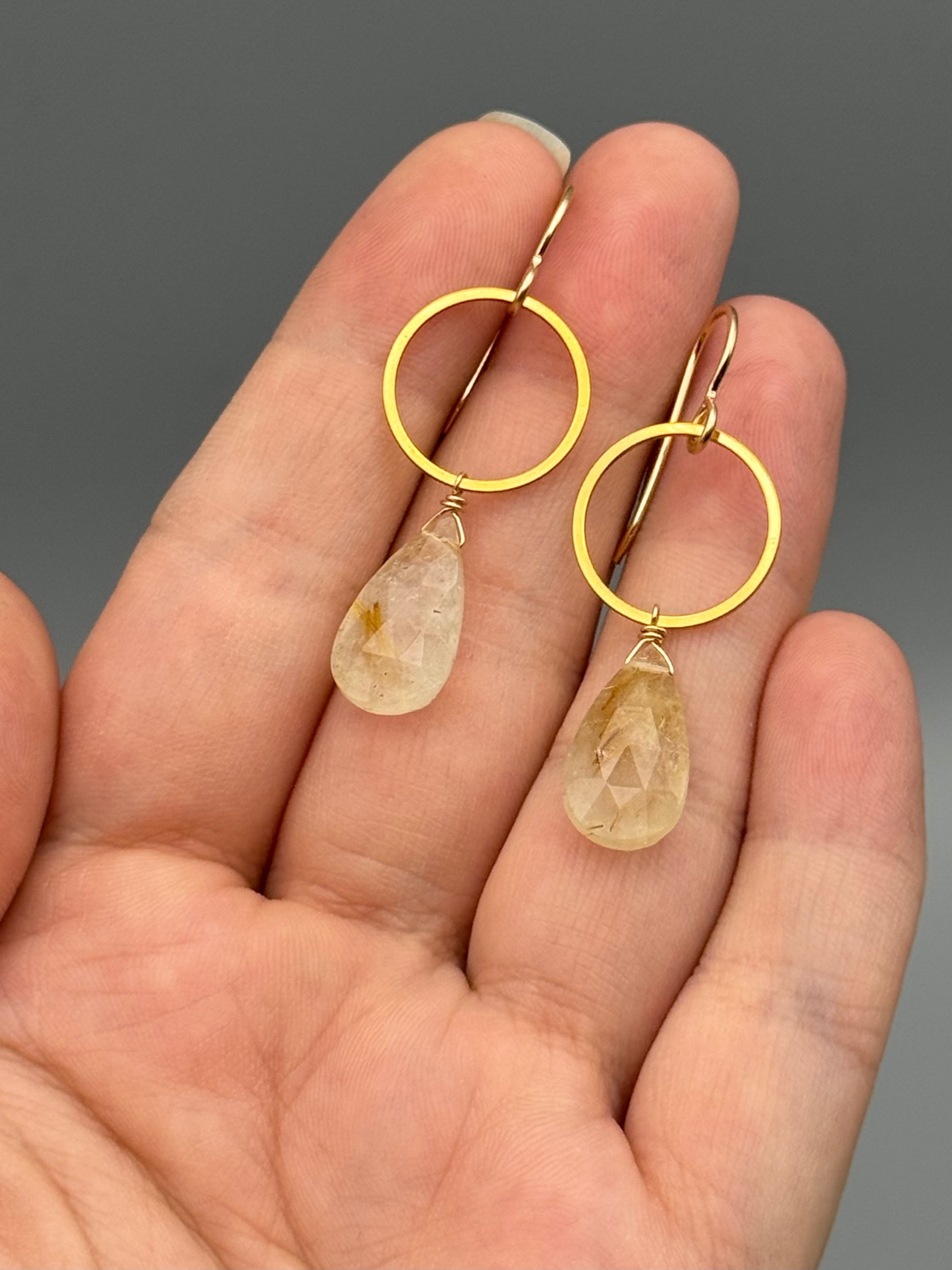 •LUNA• rutilated quartz + gold earrings