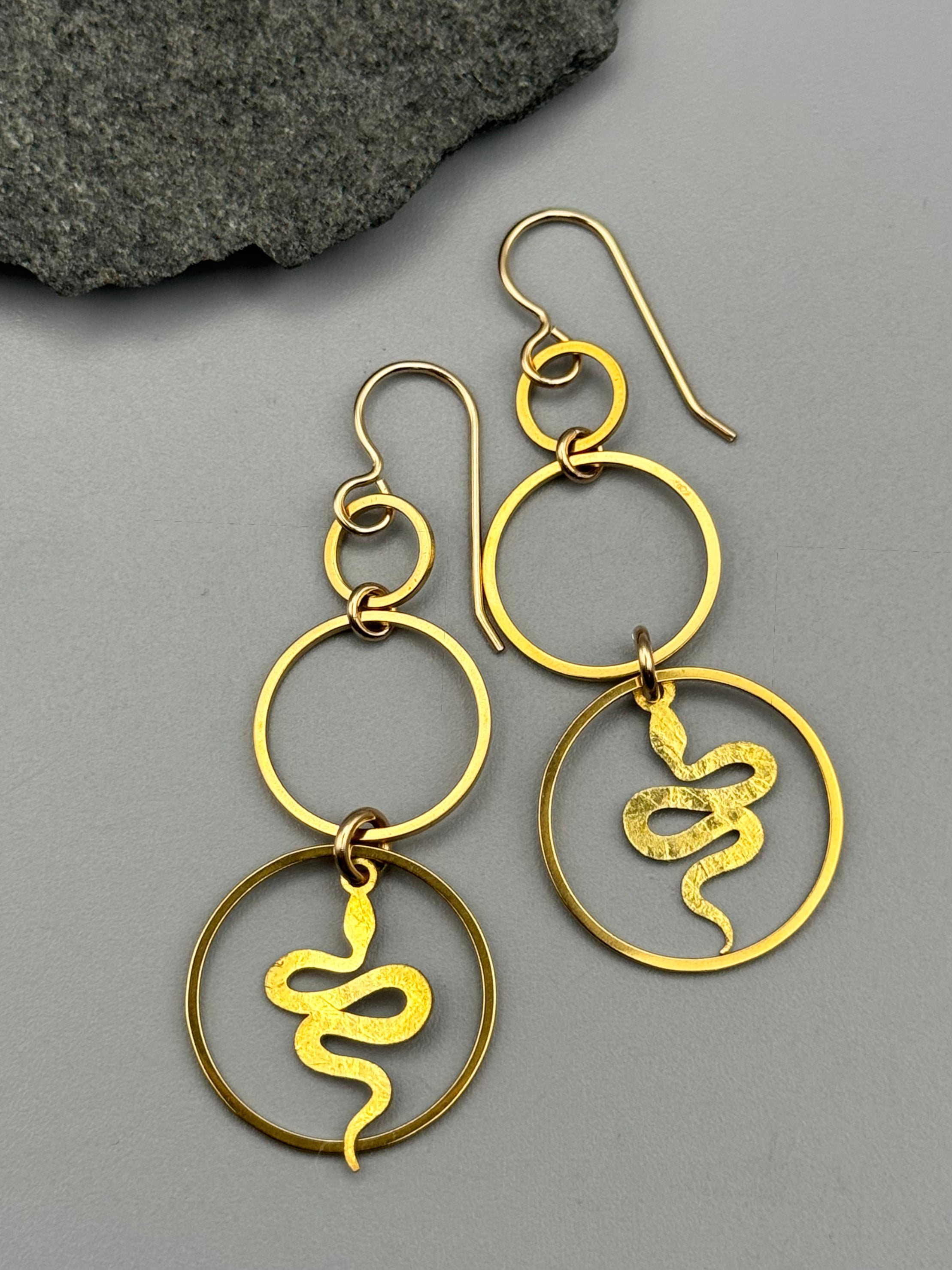 •NĀGA HOOPS• gold dangle earrings
