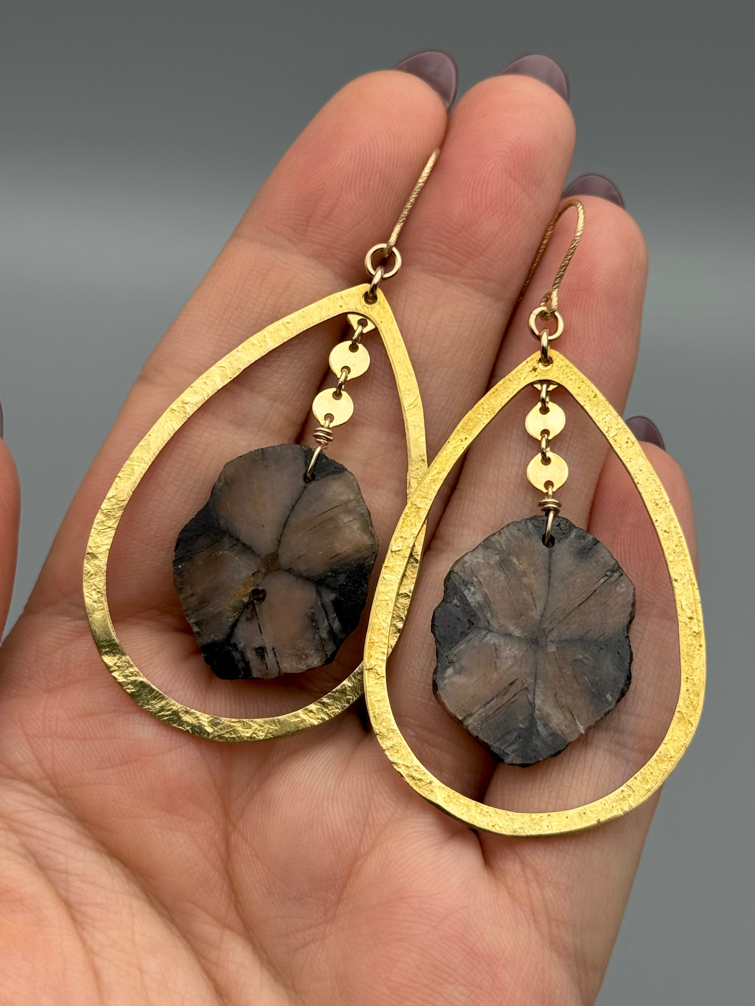 •DRIP DROP• chiastolite + gold earrings