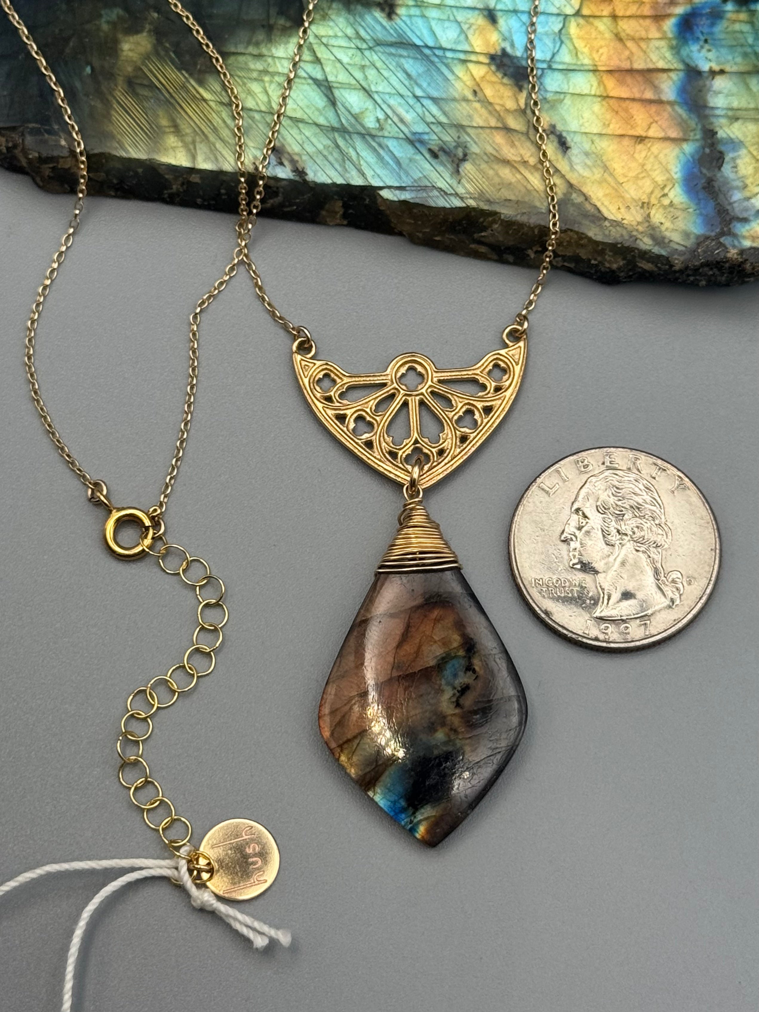•SAGRADA• golden labradorite + gold necklace (18"-20" long)