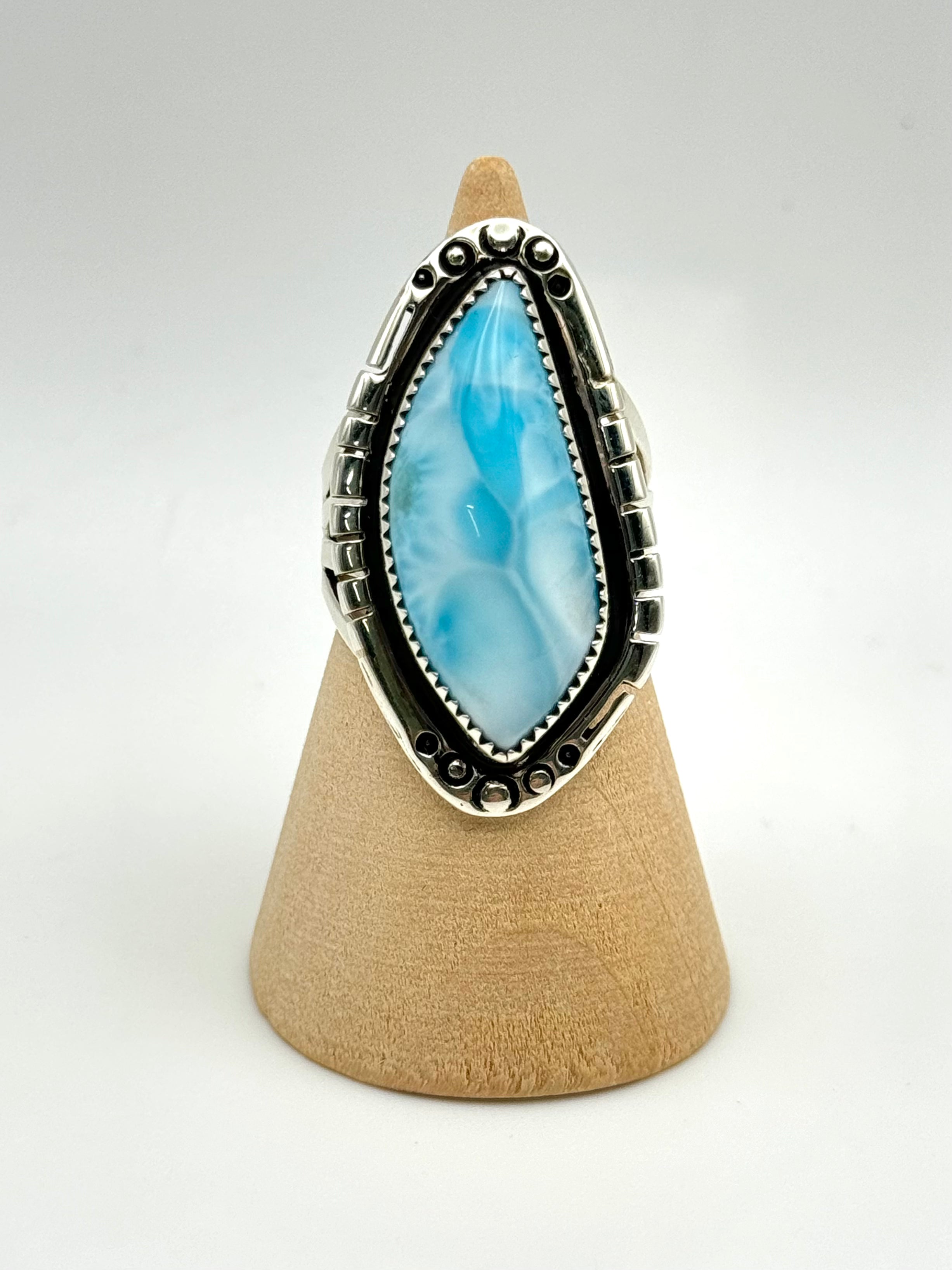 •LARIMAR - BIGGIE• Navajo silver ring (size 7.5)