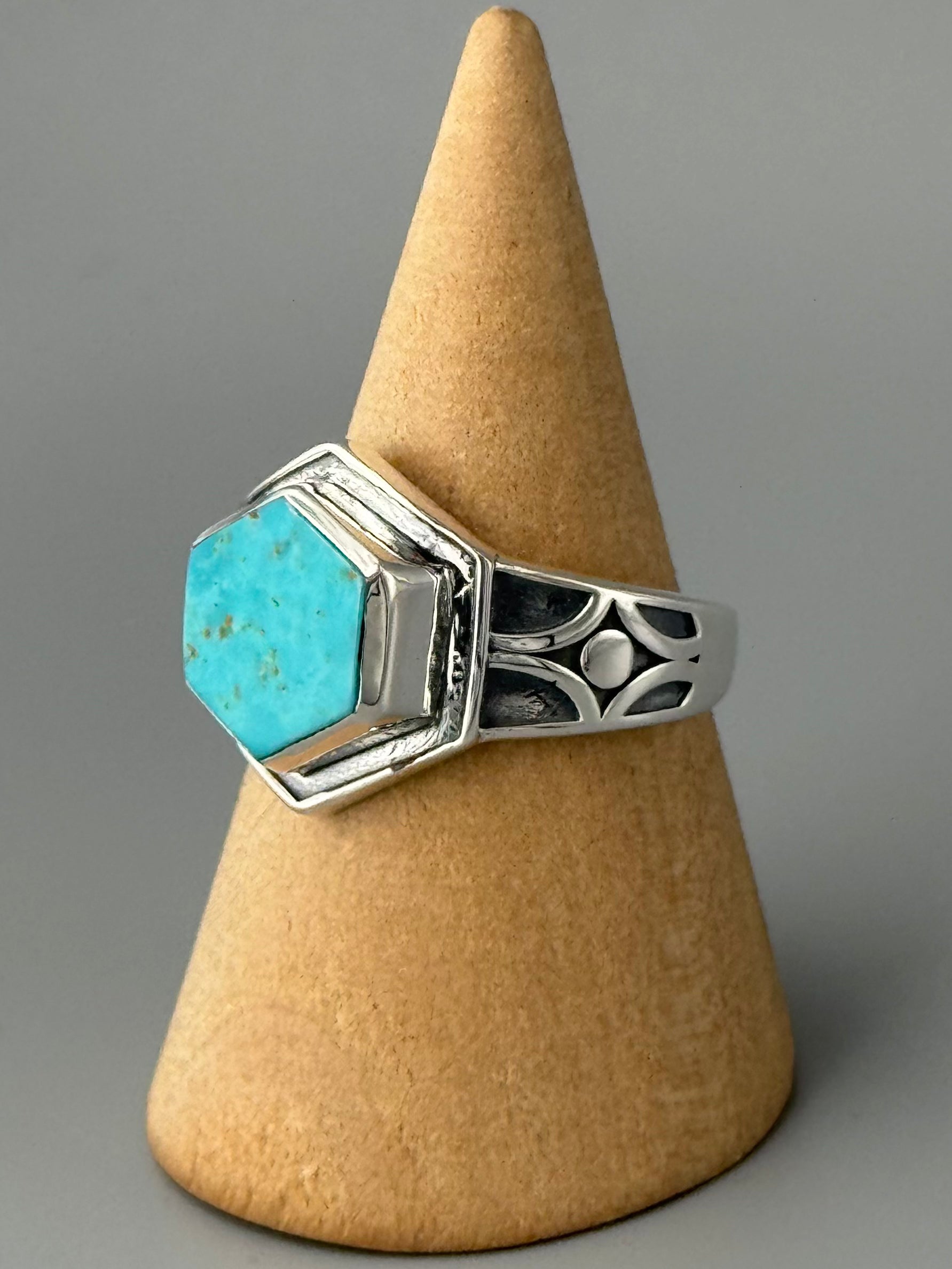 •MEXICAN TURQUOISE - HEX SIGNET• sterling silver ring (various sizes)