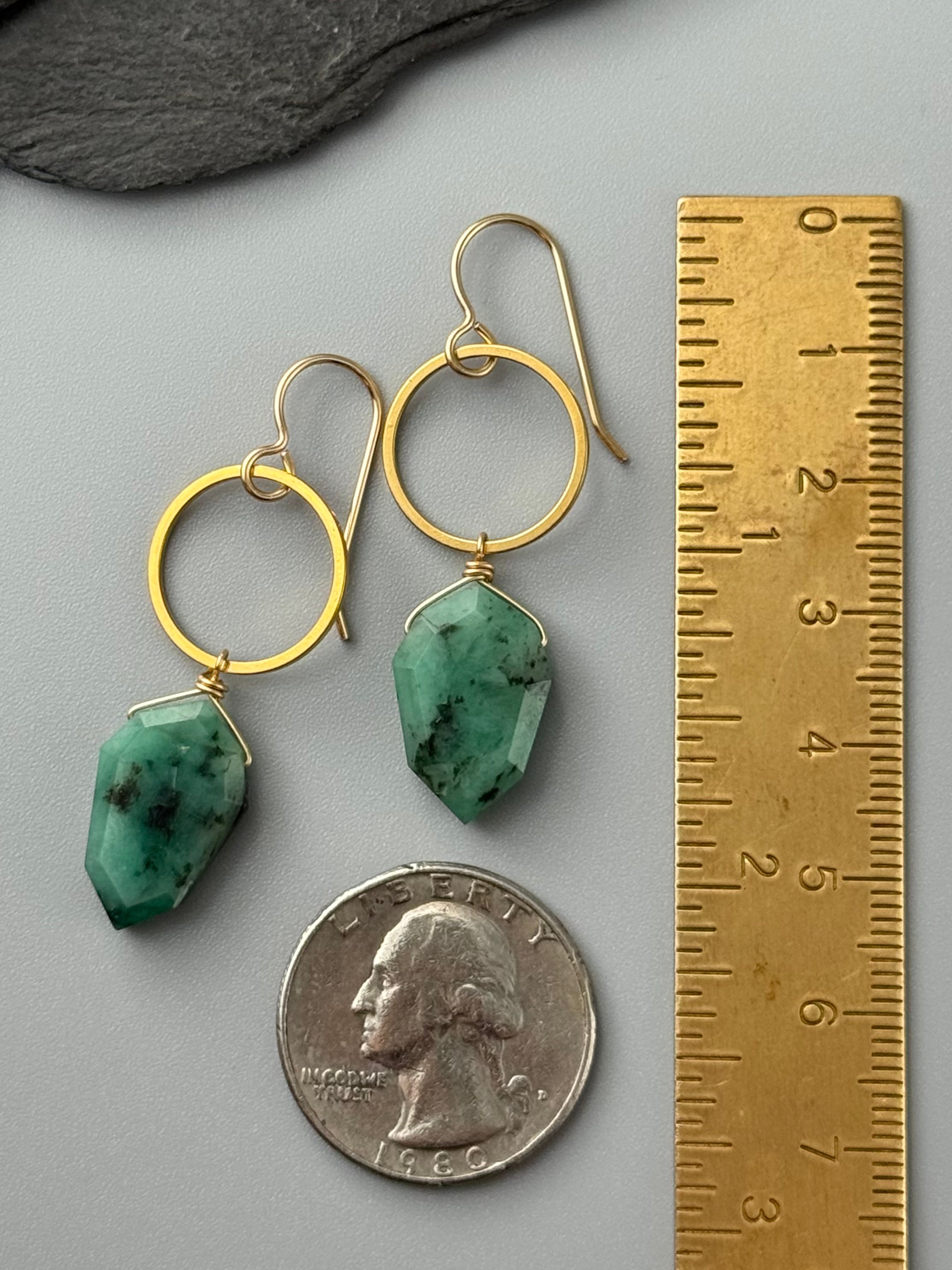 •LUNA• emerald + gold earrings