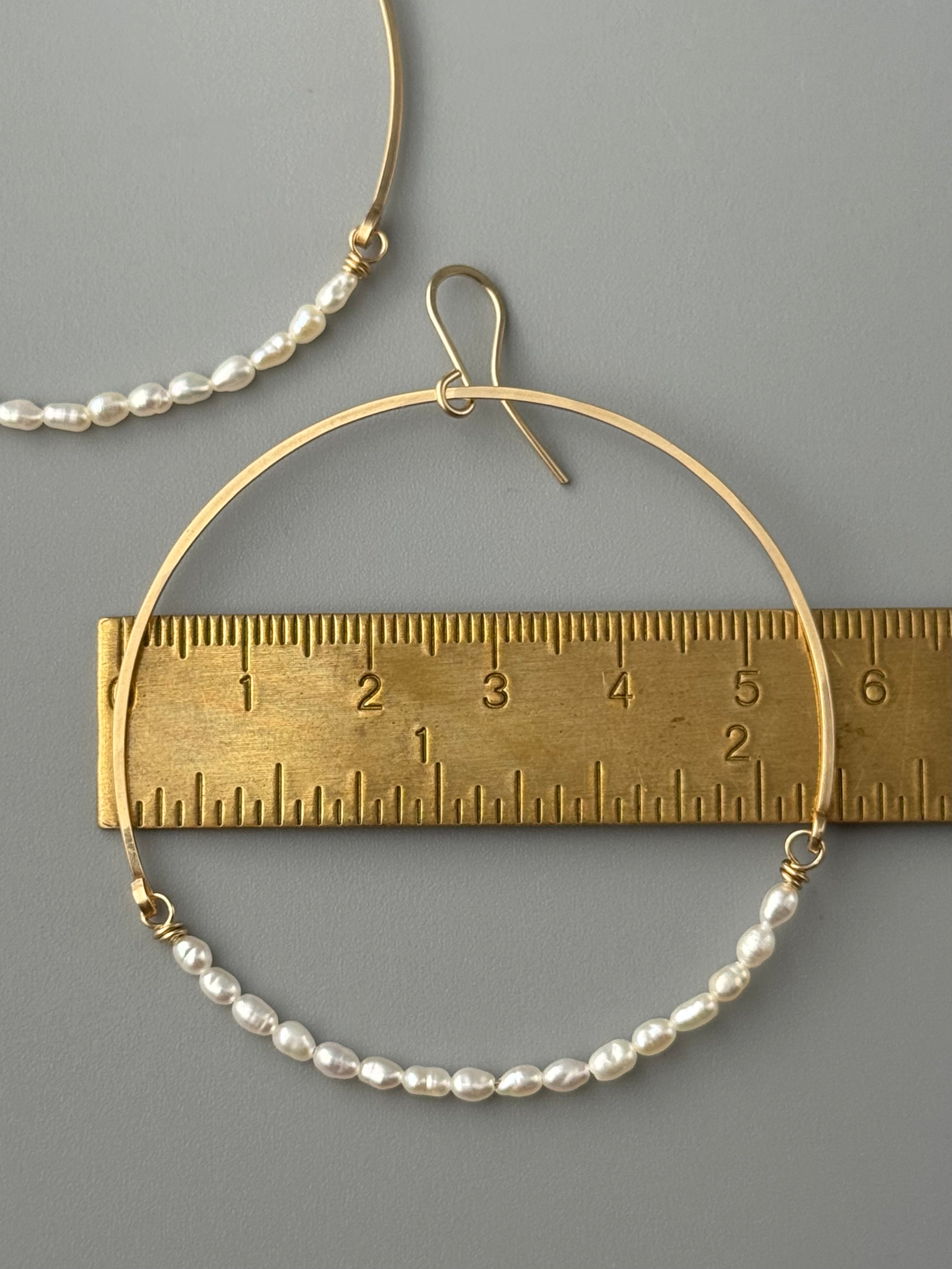 •HOOP DANGLE• pearl + gold earrings