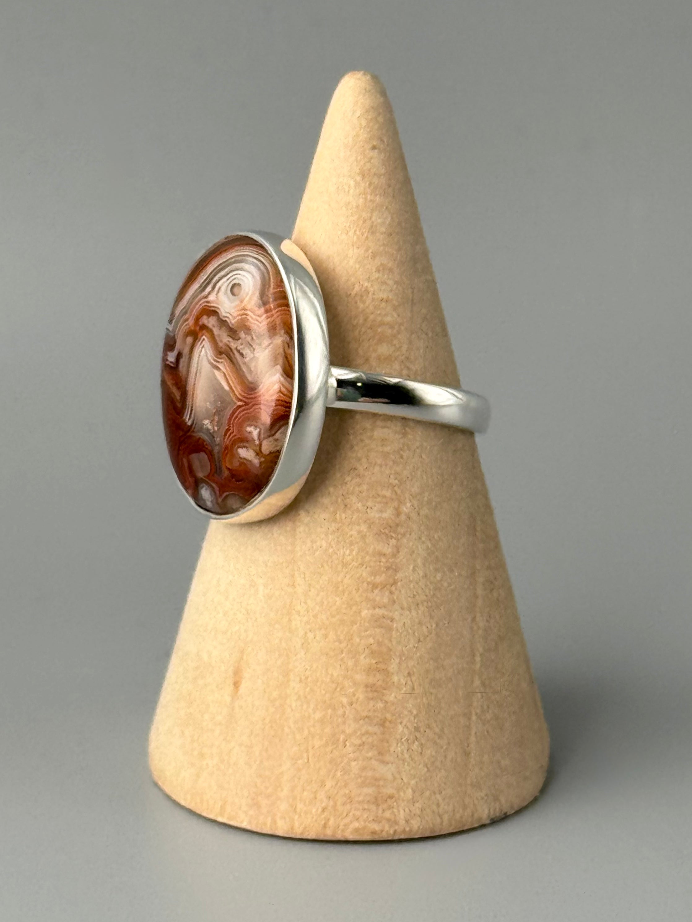 •CRAZY LACE AGATE - OVAL - 1• silver ring (size 7.25)