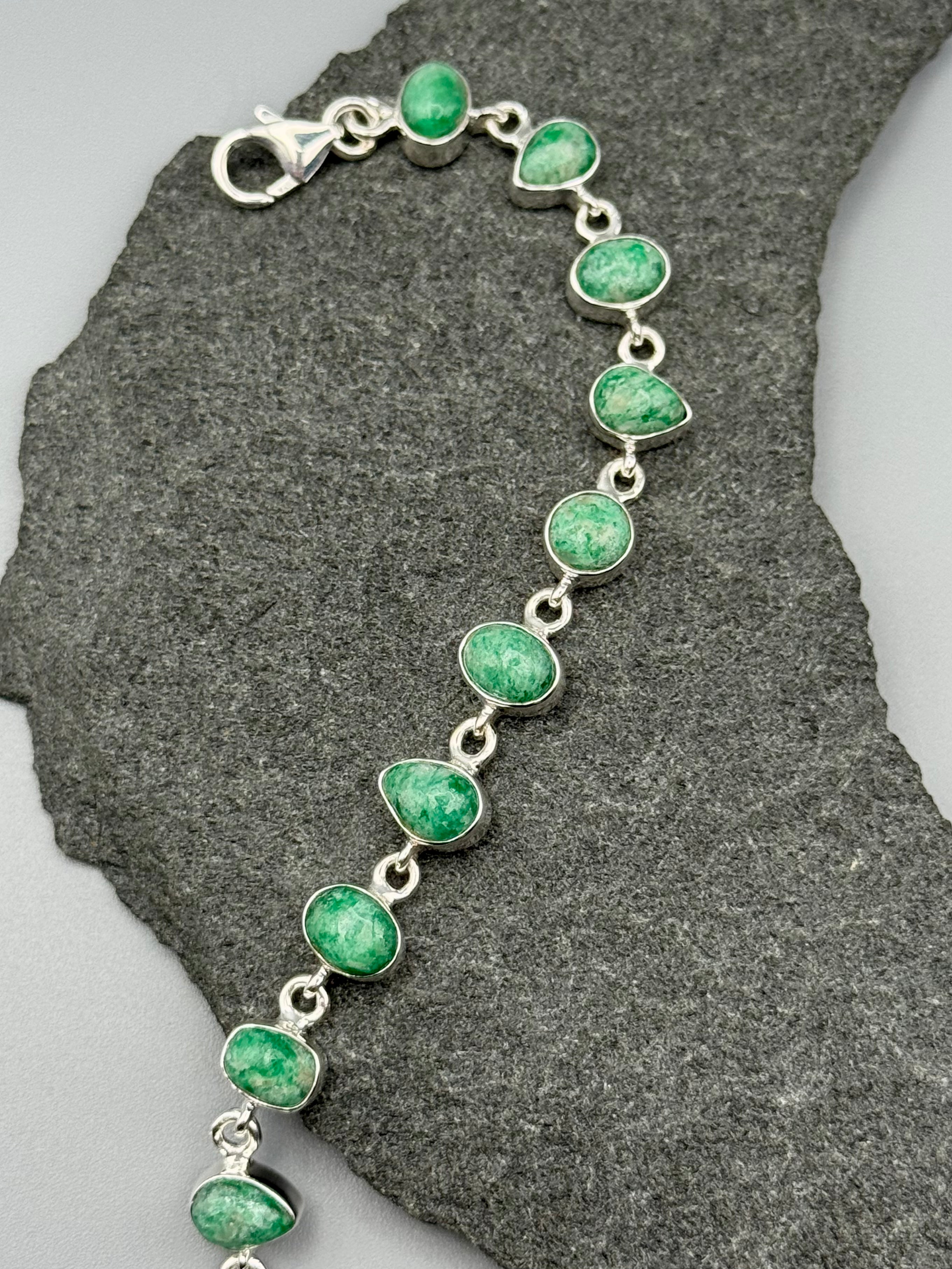 •EMERALD - GEO MIX• linked silver bracelet (7.25" - 9")