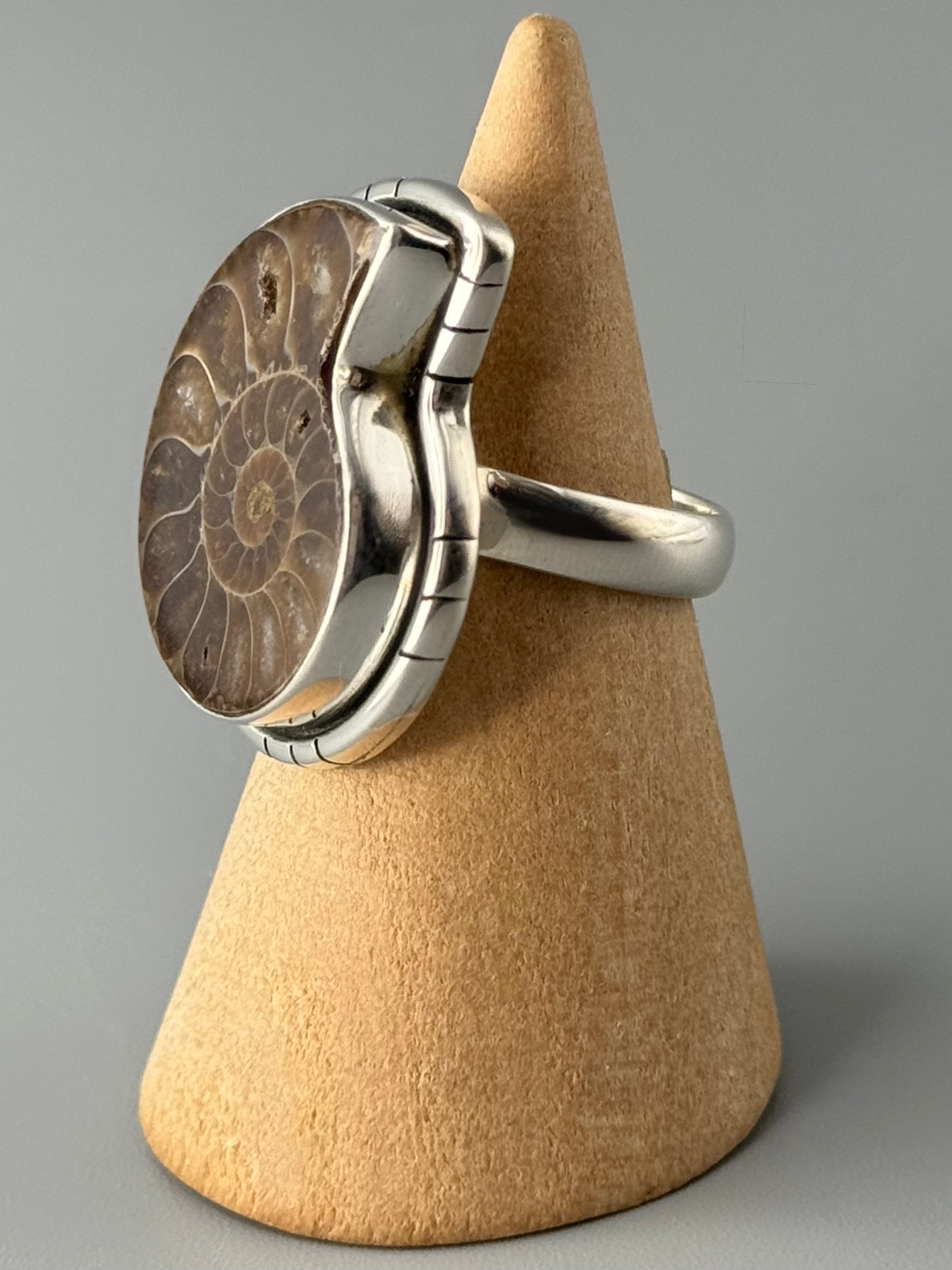 •AMMONITE• tiered bezel silver ring (size 7)
