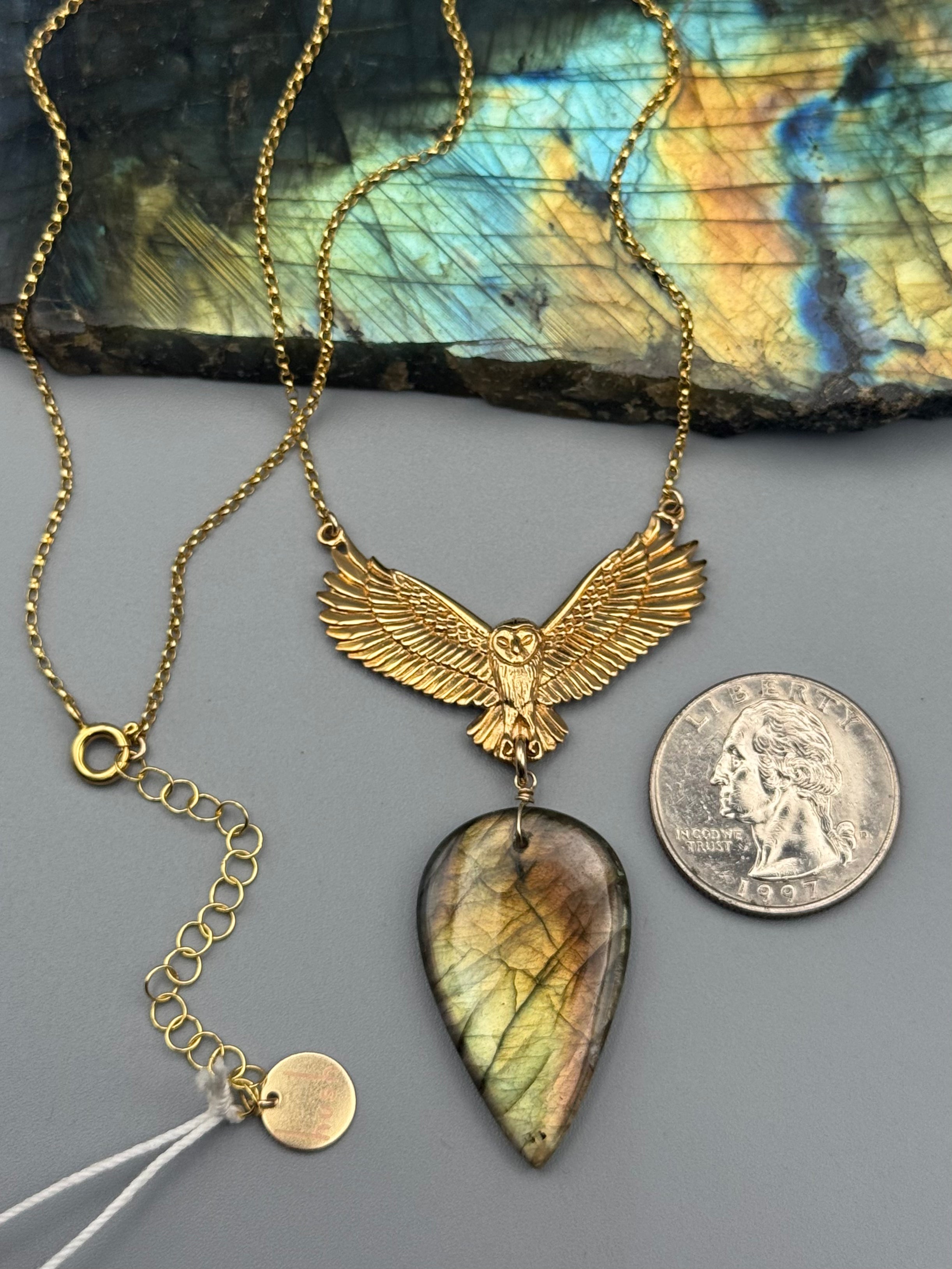 •NOCTURNA• golden labradorite + gold necklace (17"-19" long)