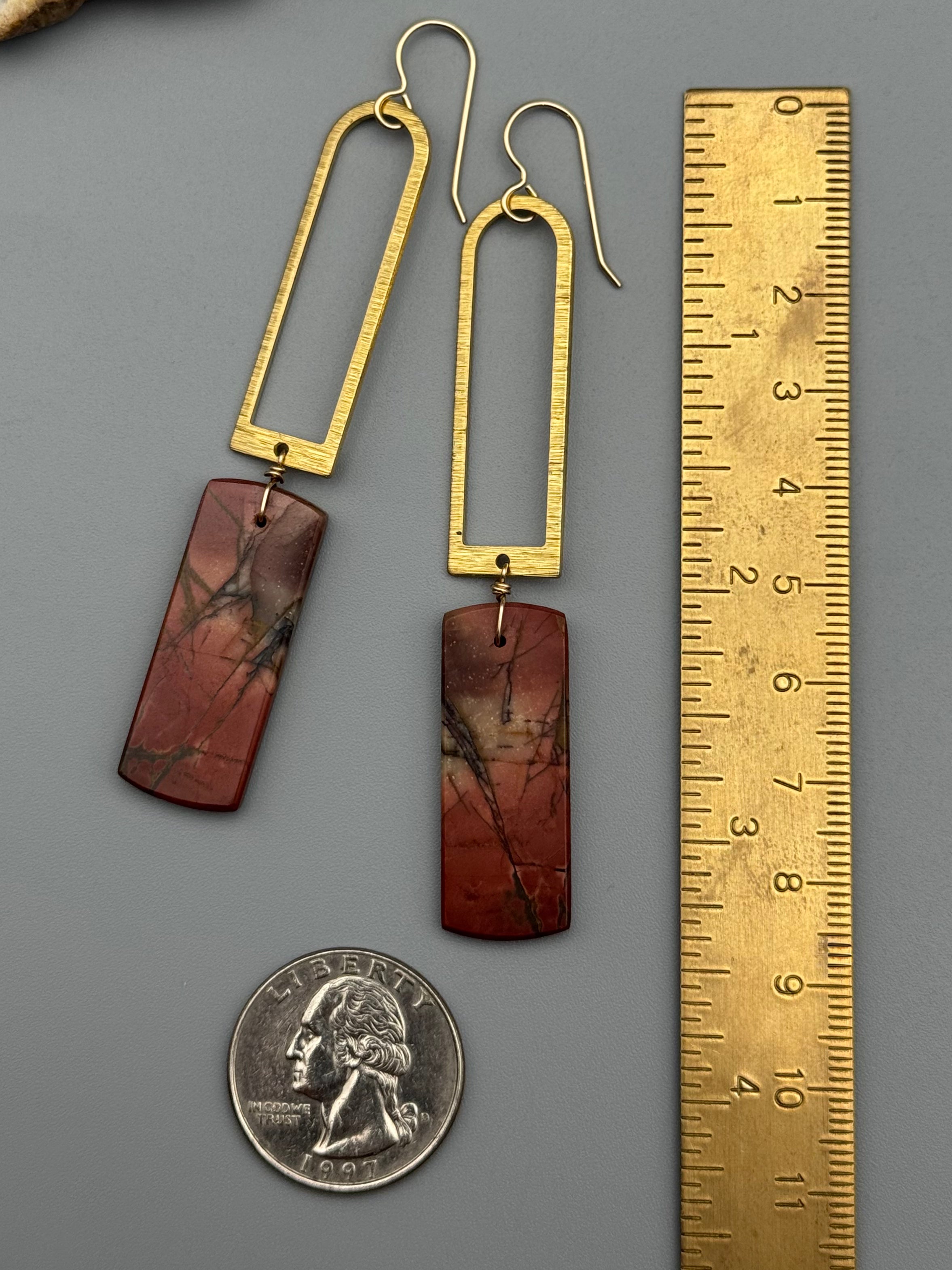 •PORTAL• red creek jasper tower + gold earrings
