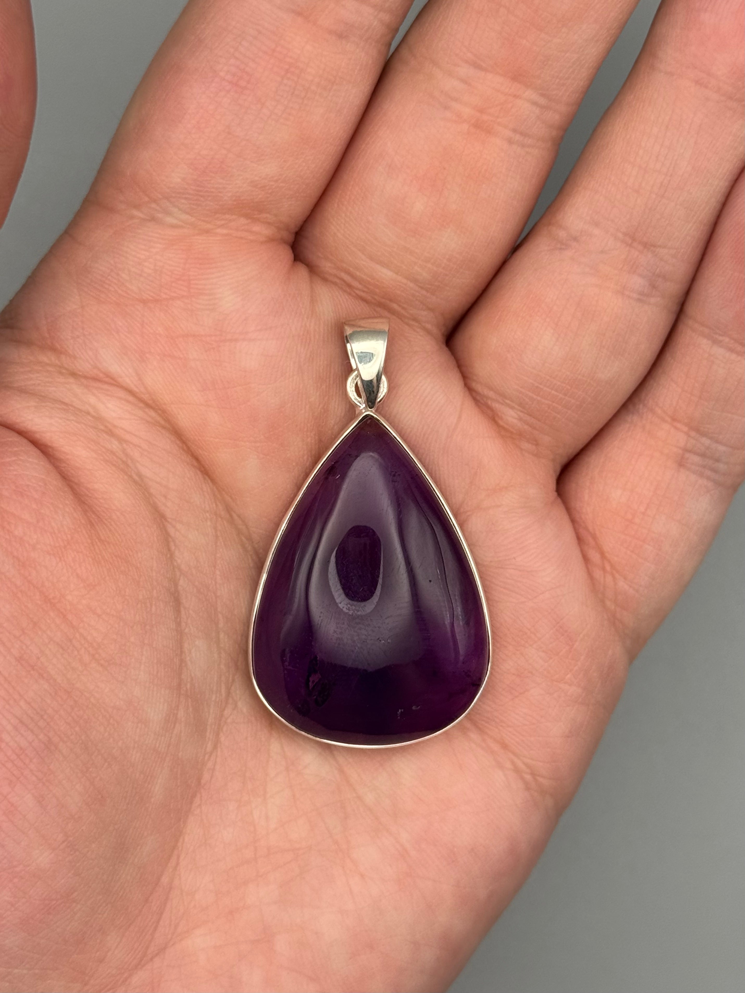 •AMETHYST - LARGE TEAR• sterling silver pendant