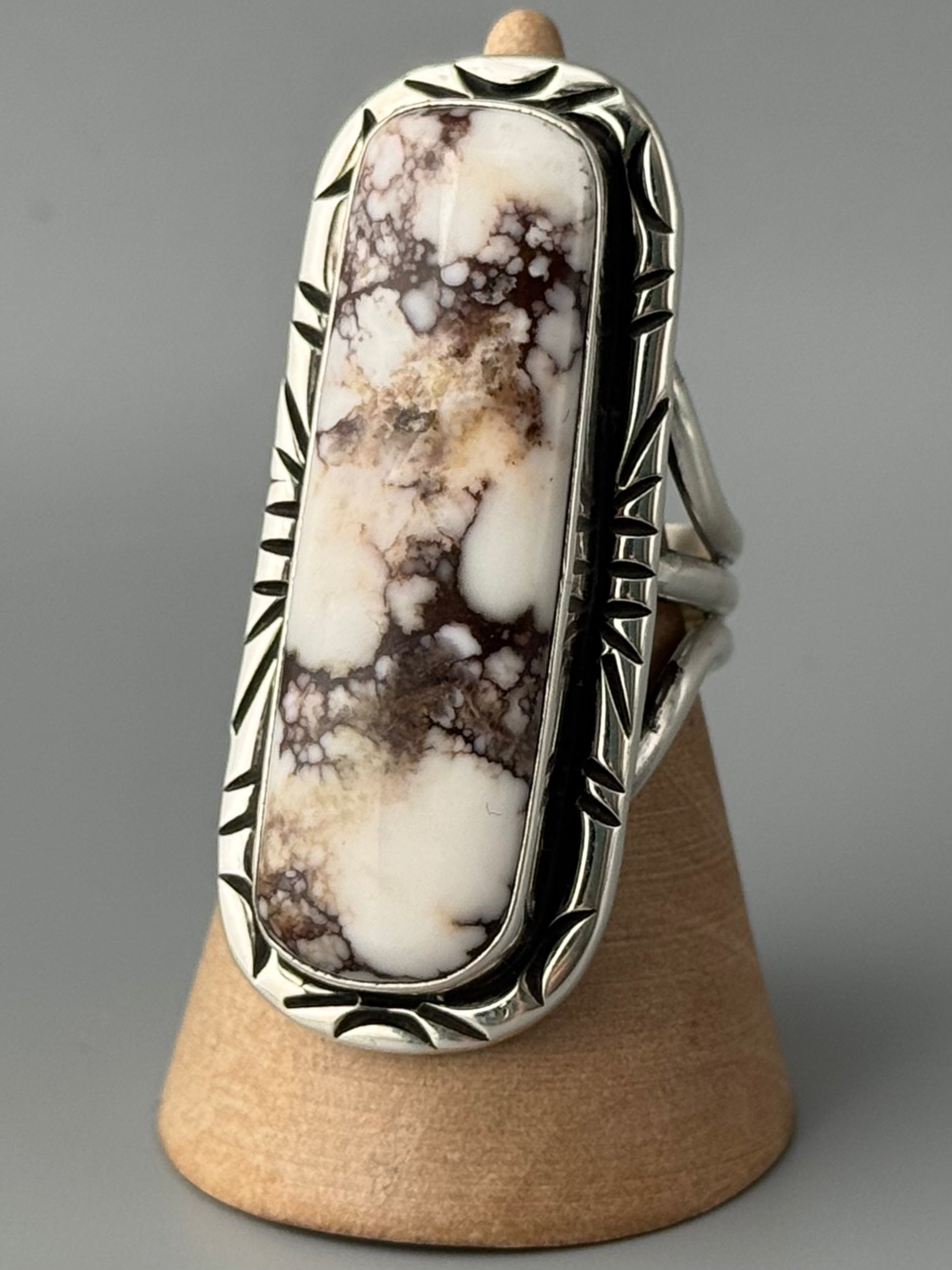 •WILD HORSE JASPER - AZHÍ• Navajo silver ring (size 9.5)