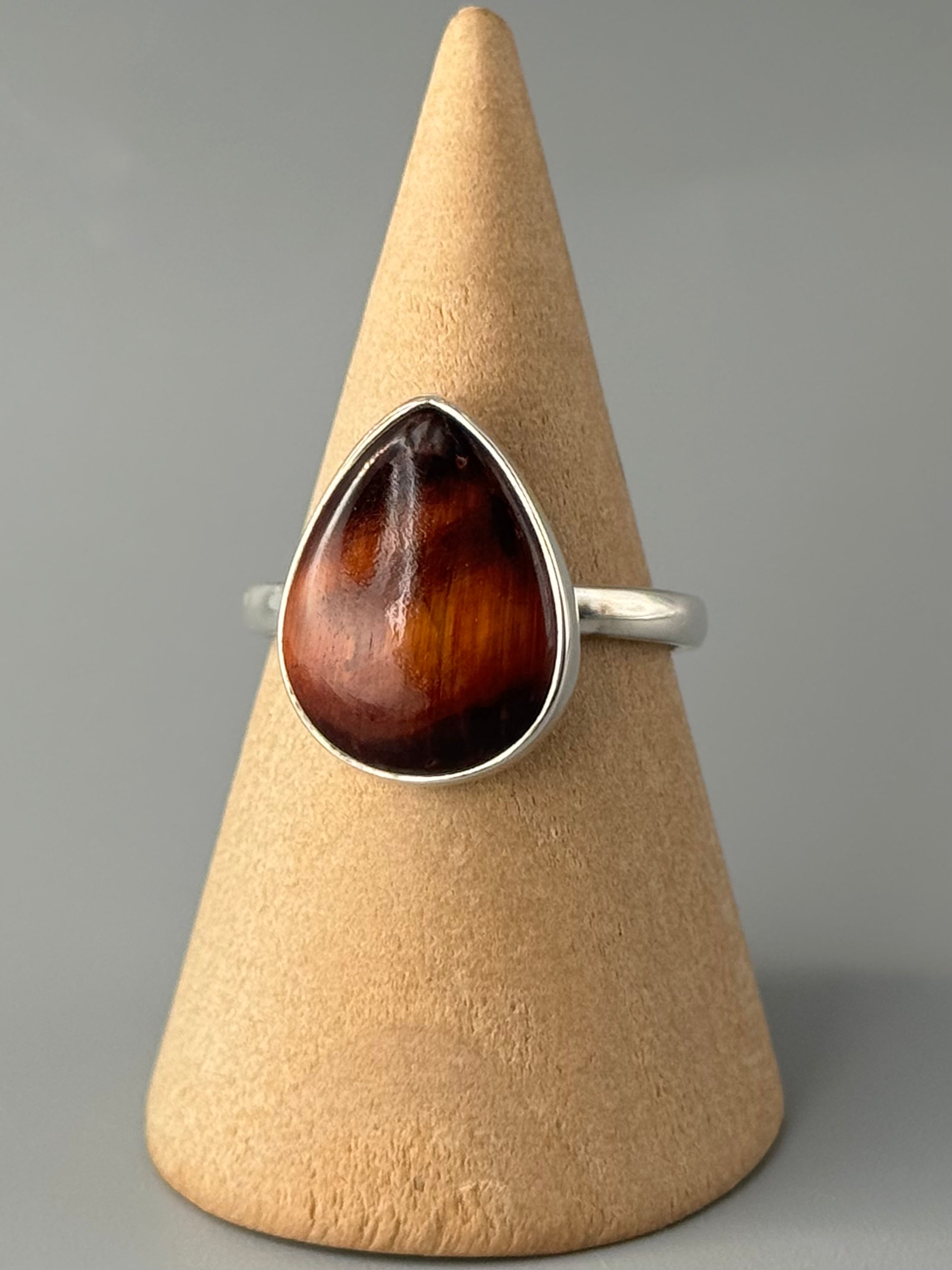 •RED TIGER EYE - LIL' TEAR• sterling silver ring (various sizes)