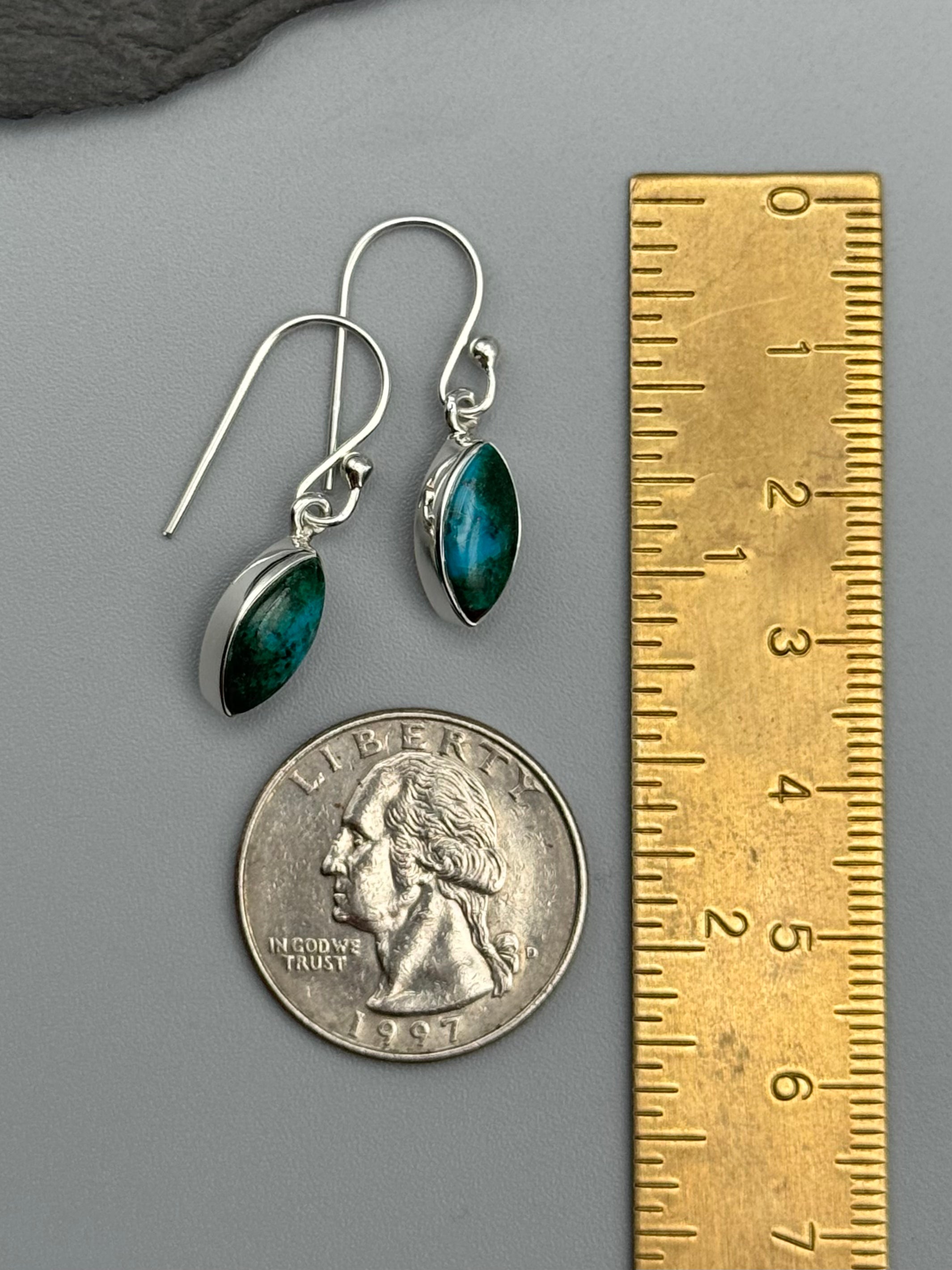•CHRYSOCOLLA - MARQUISE• silver dangle earrings