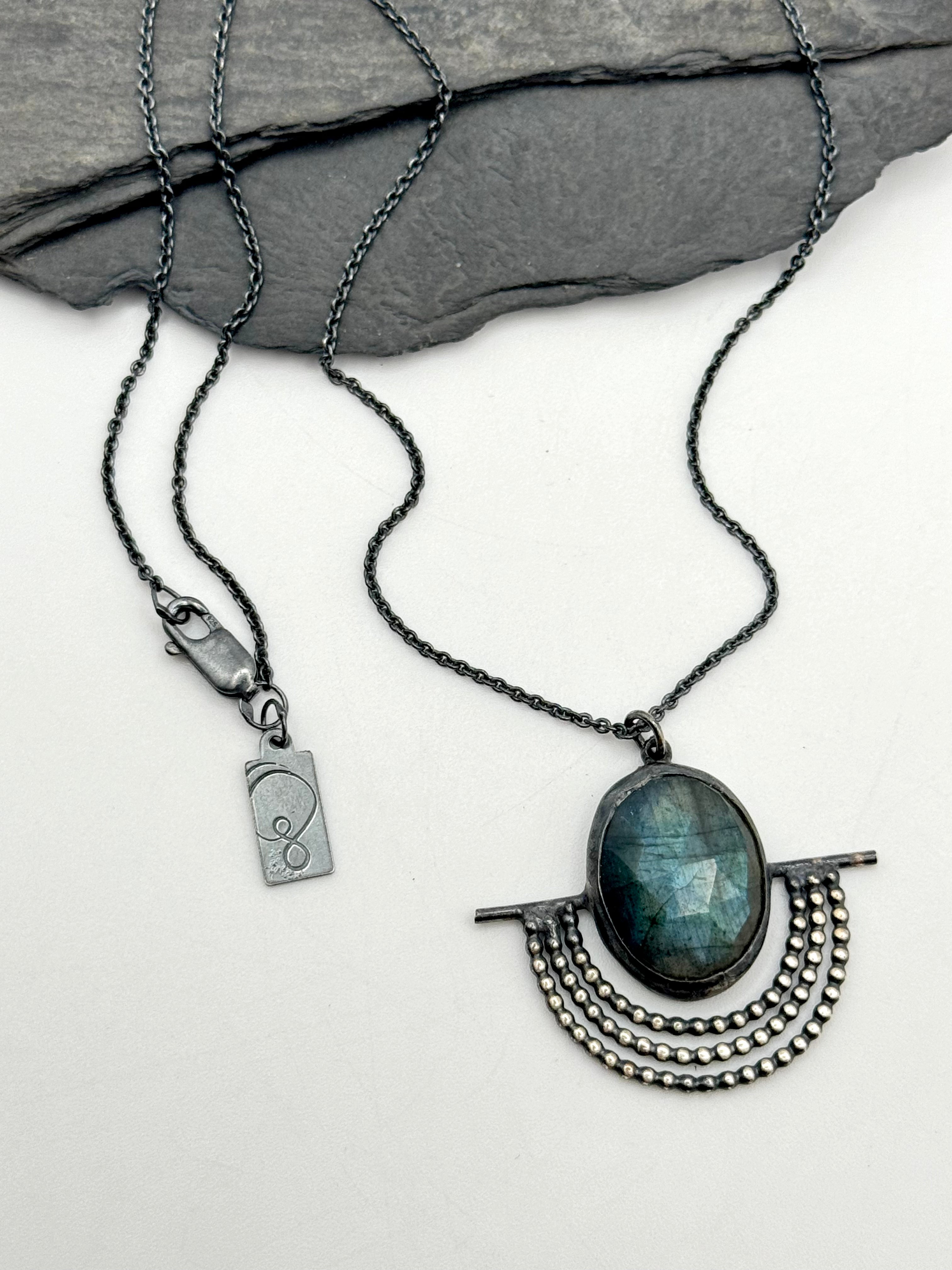 •OUTSTRETCHED WING• labradorite + silver necklace (18" long)