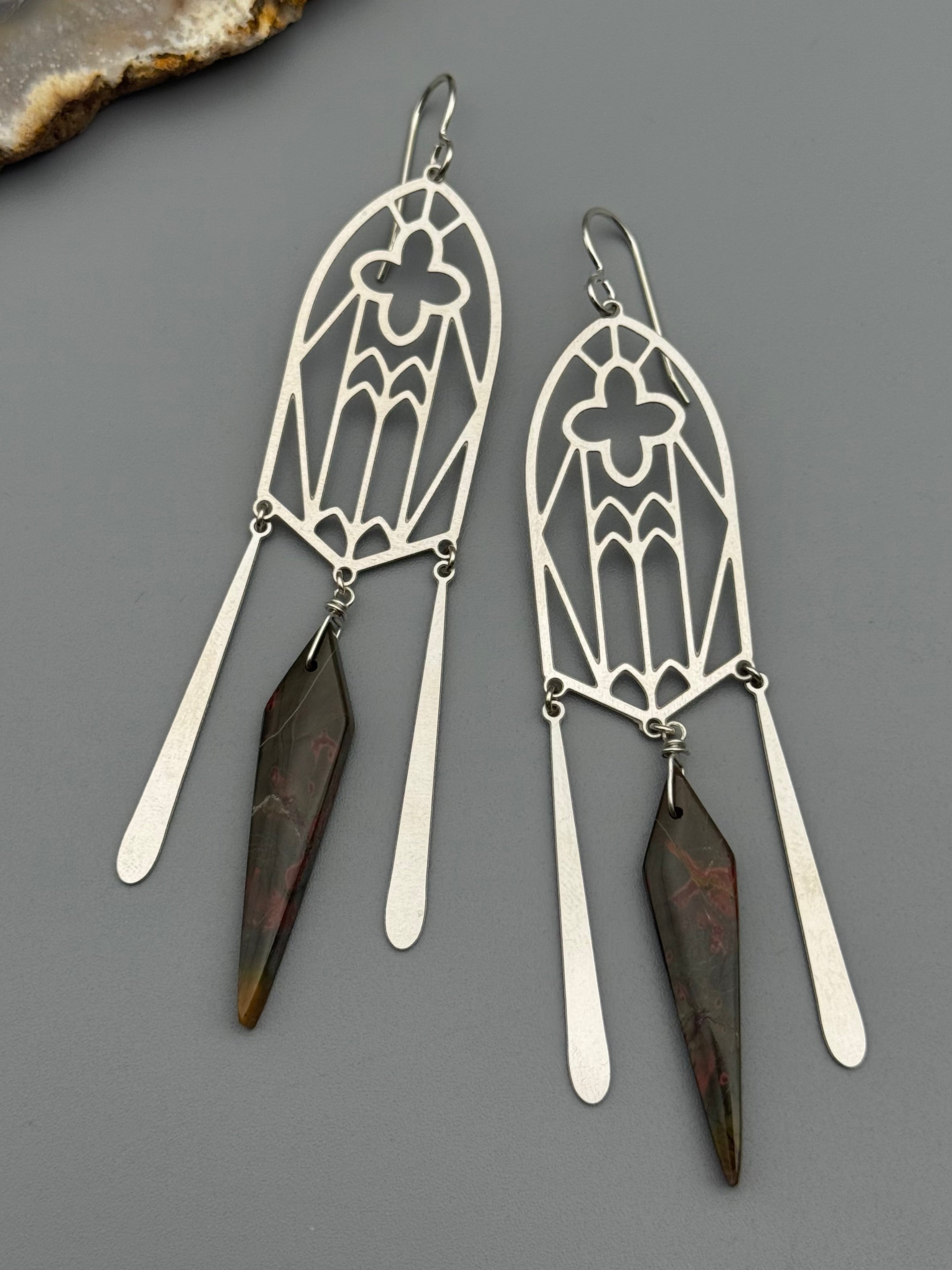 •CATHEDRAL• red creek jasper + silver earrings