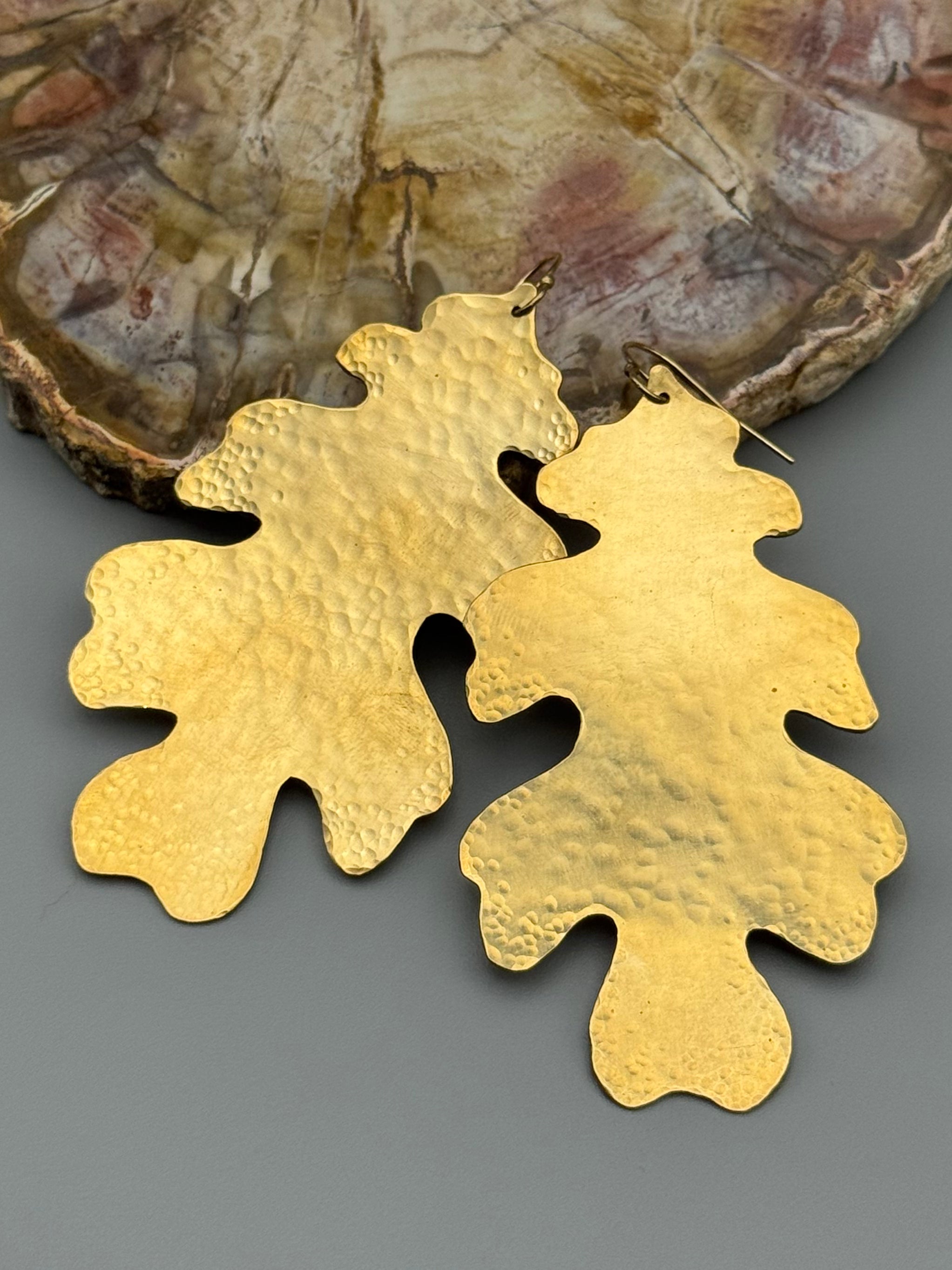 •OAK• gold leaf dangle earrings