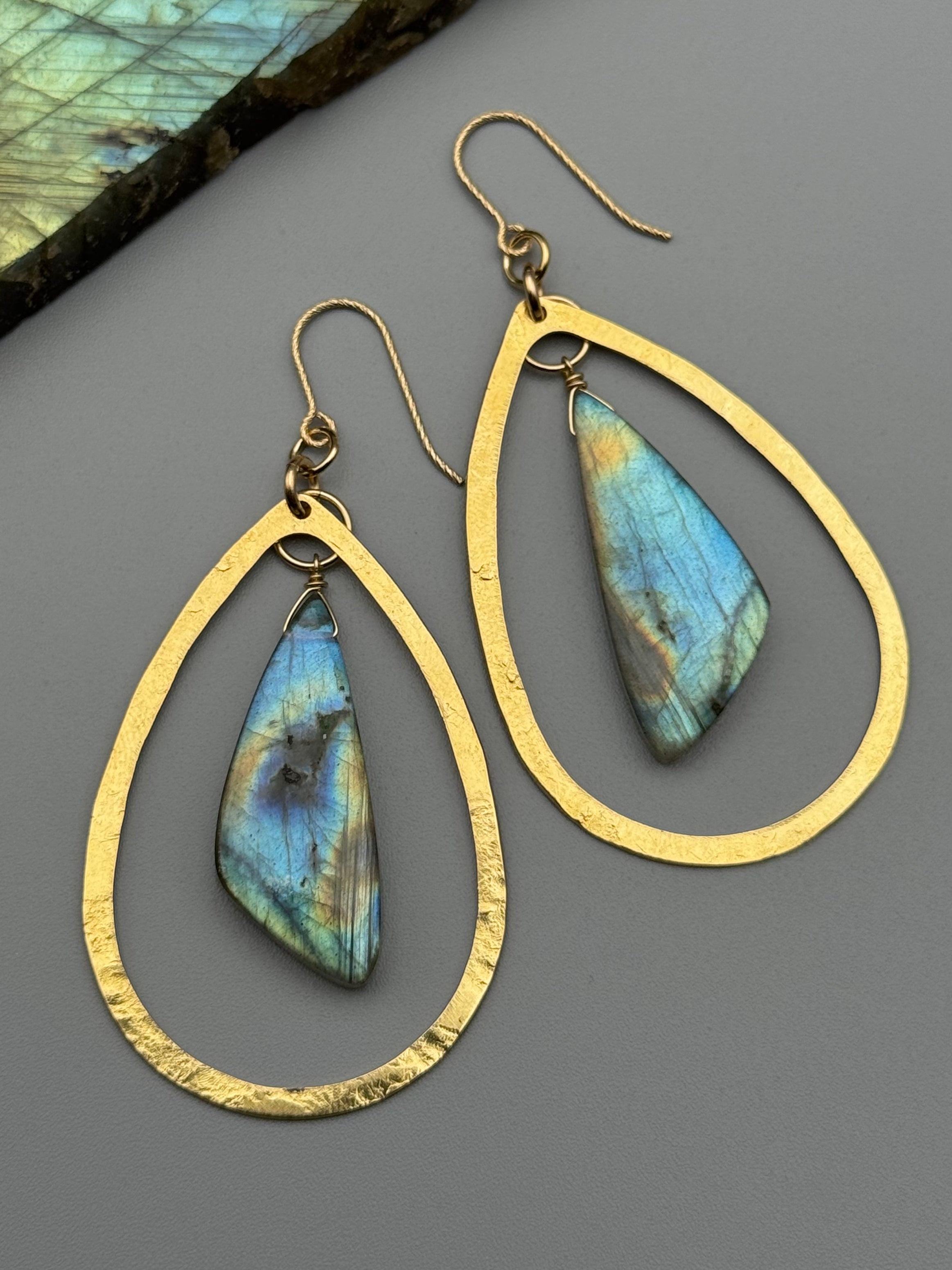 •DRIP DROP• labradorite wing + gold earrings