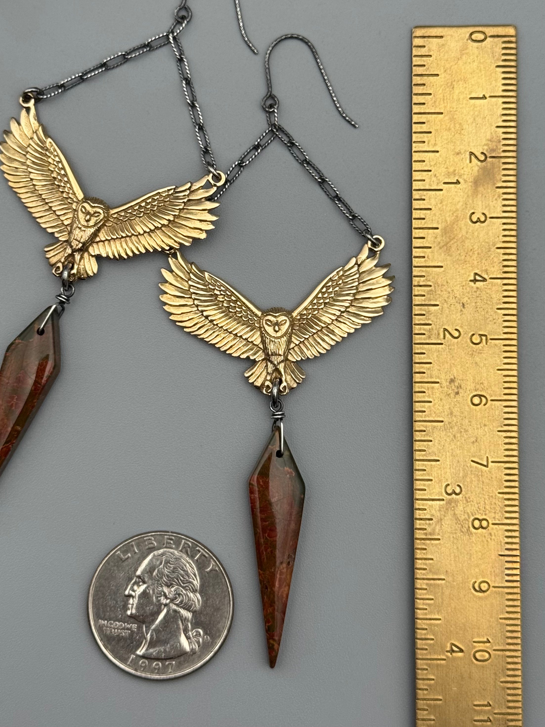 •NOCTURNA• red creek jasper + mixed metal earrings