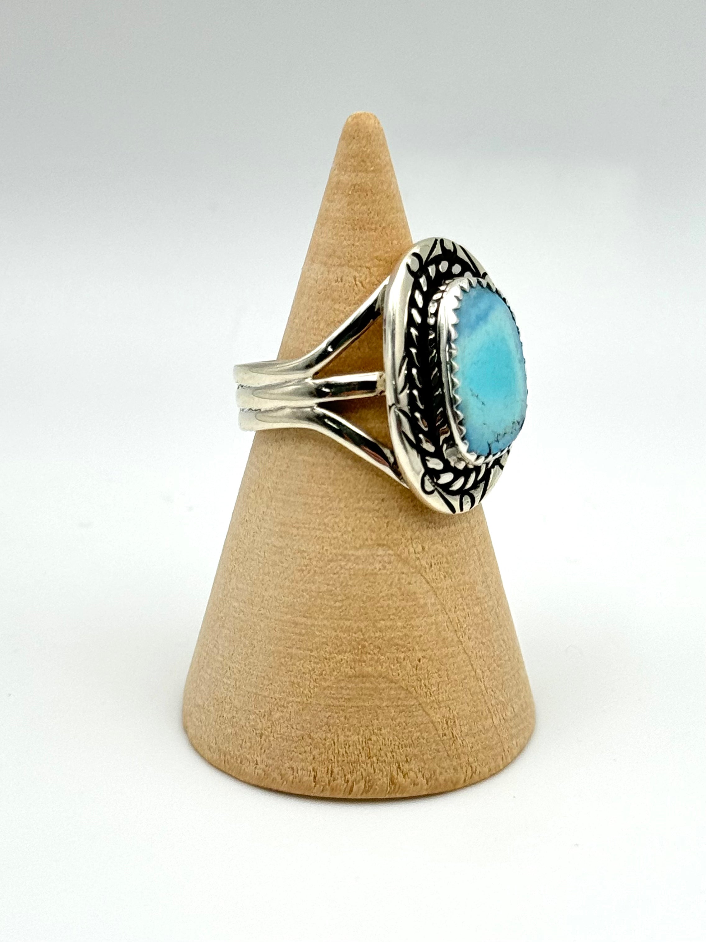 •GOLDEN HILL TURQUOISE• Navajo silver ring (size 7)