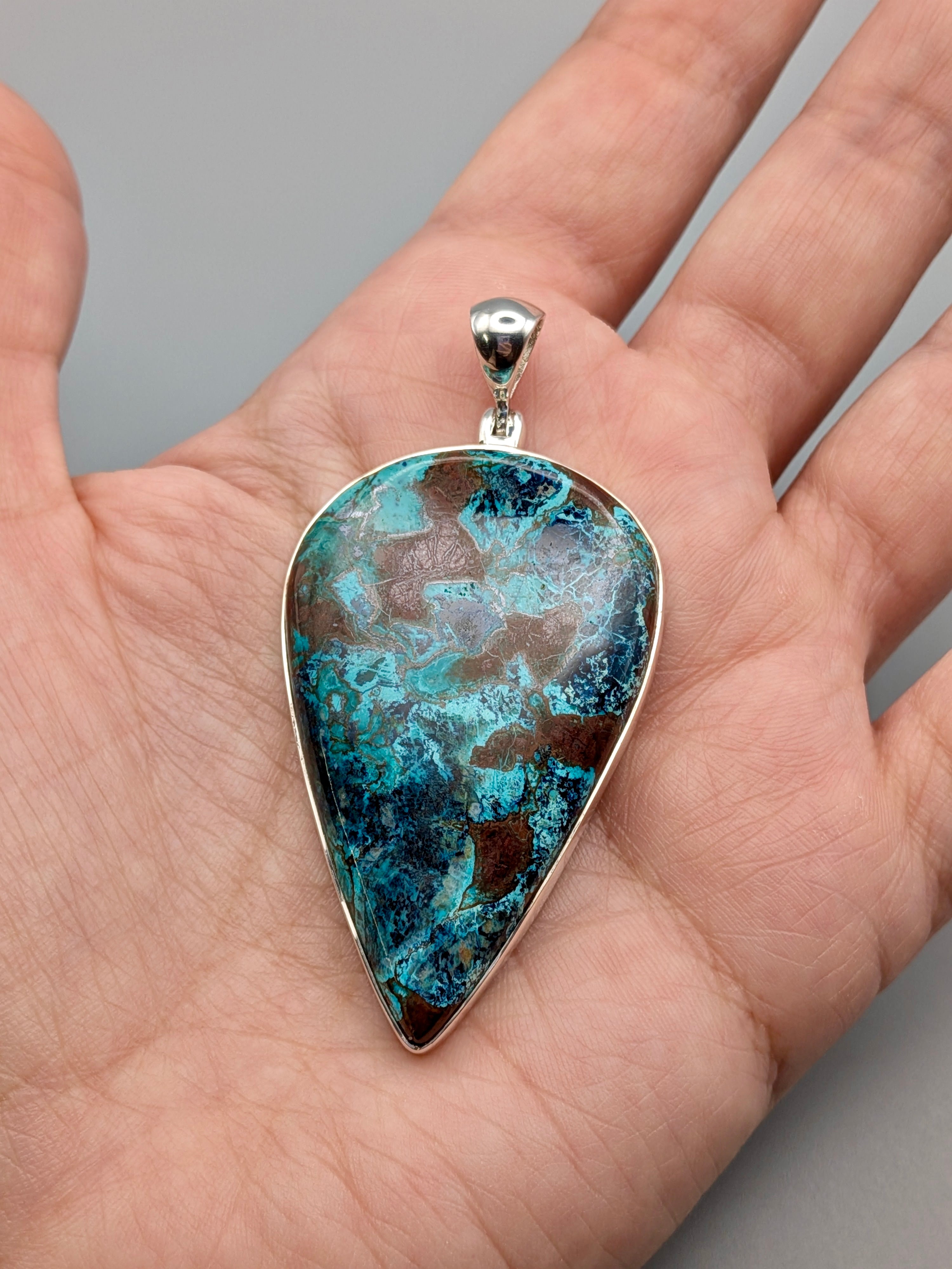 •SHATTUCKITE SPEAR TEAR• sterling silver pendant