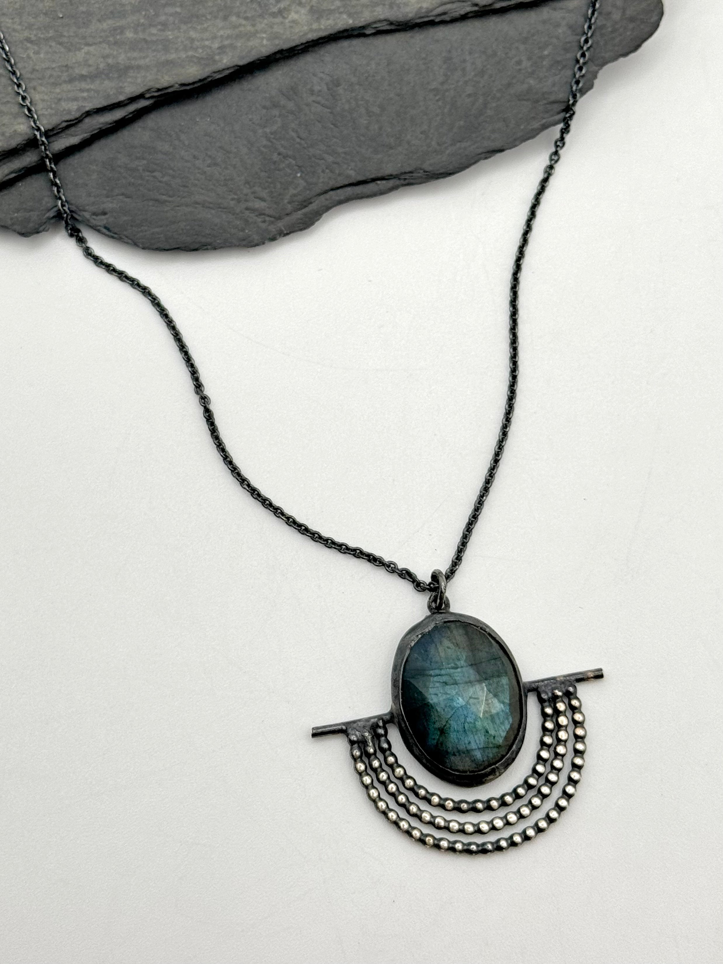 •OUTSTRETCHED WING• labradorite + silver necklace (18" long)