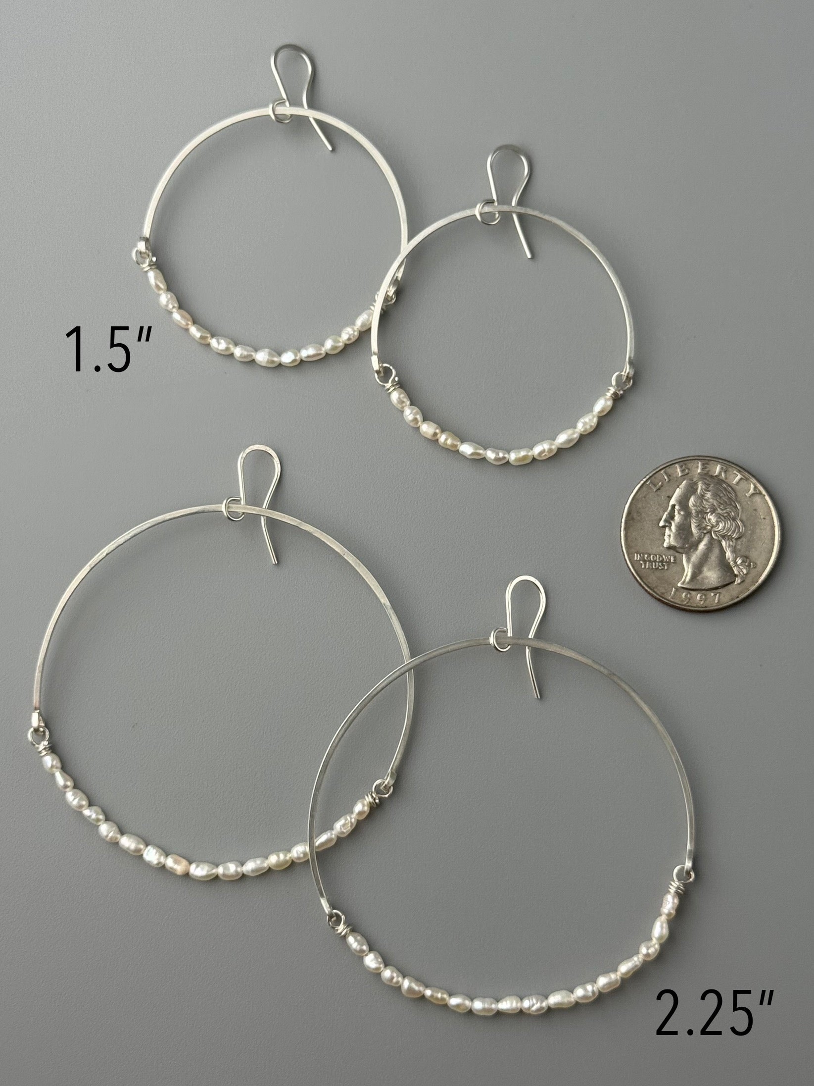 •HOOP DANGLE• pearl + silver earrings