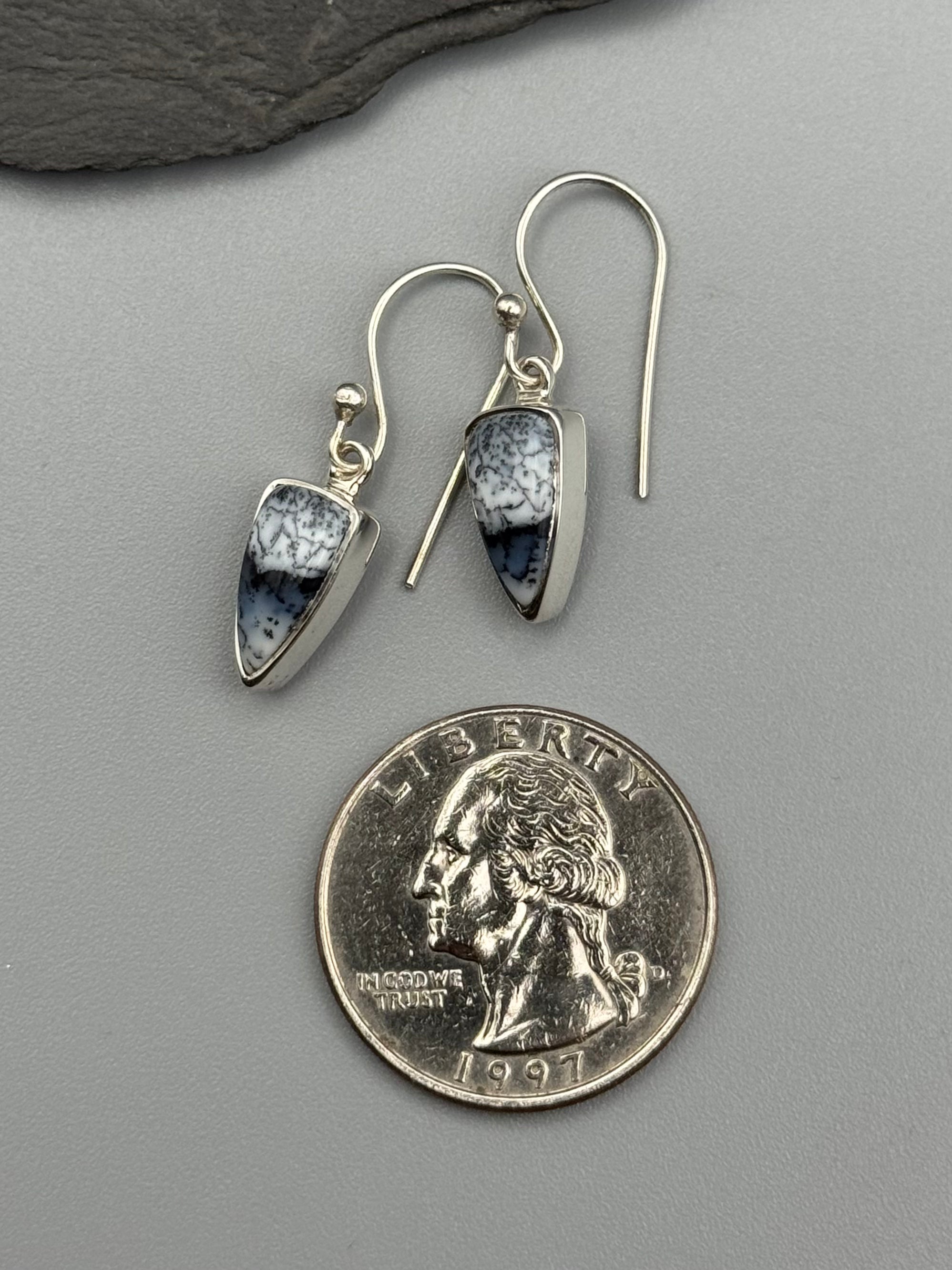 •DENDRITIC OPAL FANG• silver dangle earrings