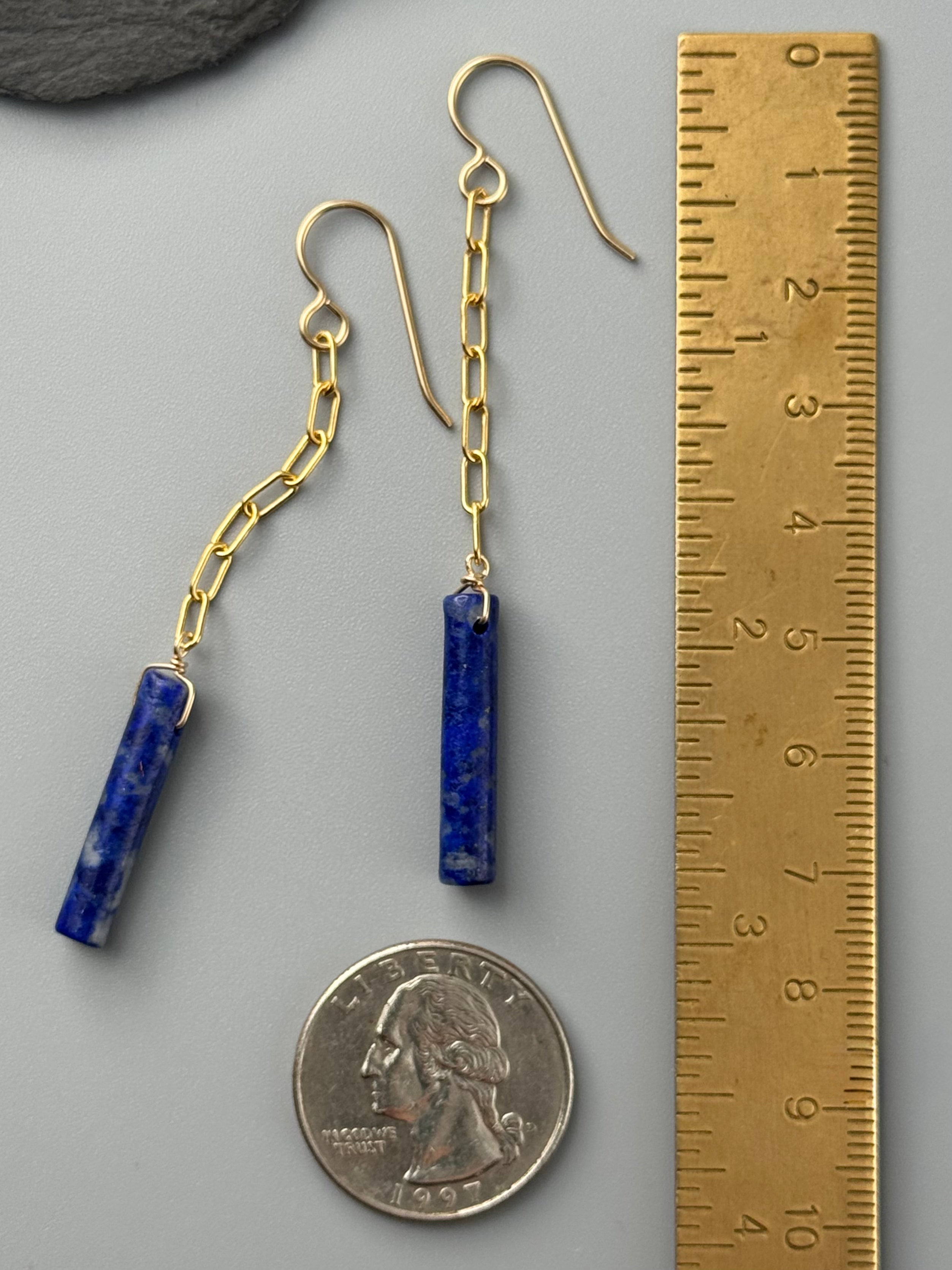 •LINKED• lapis lazuli + gold earrings