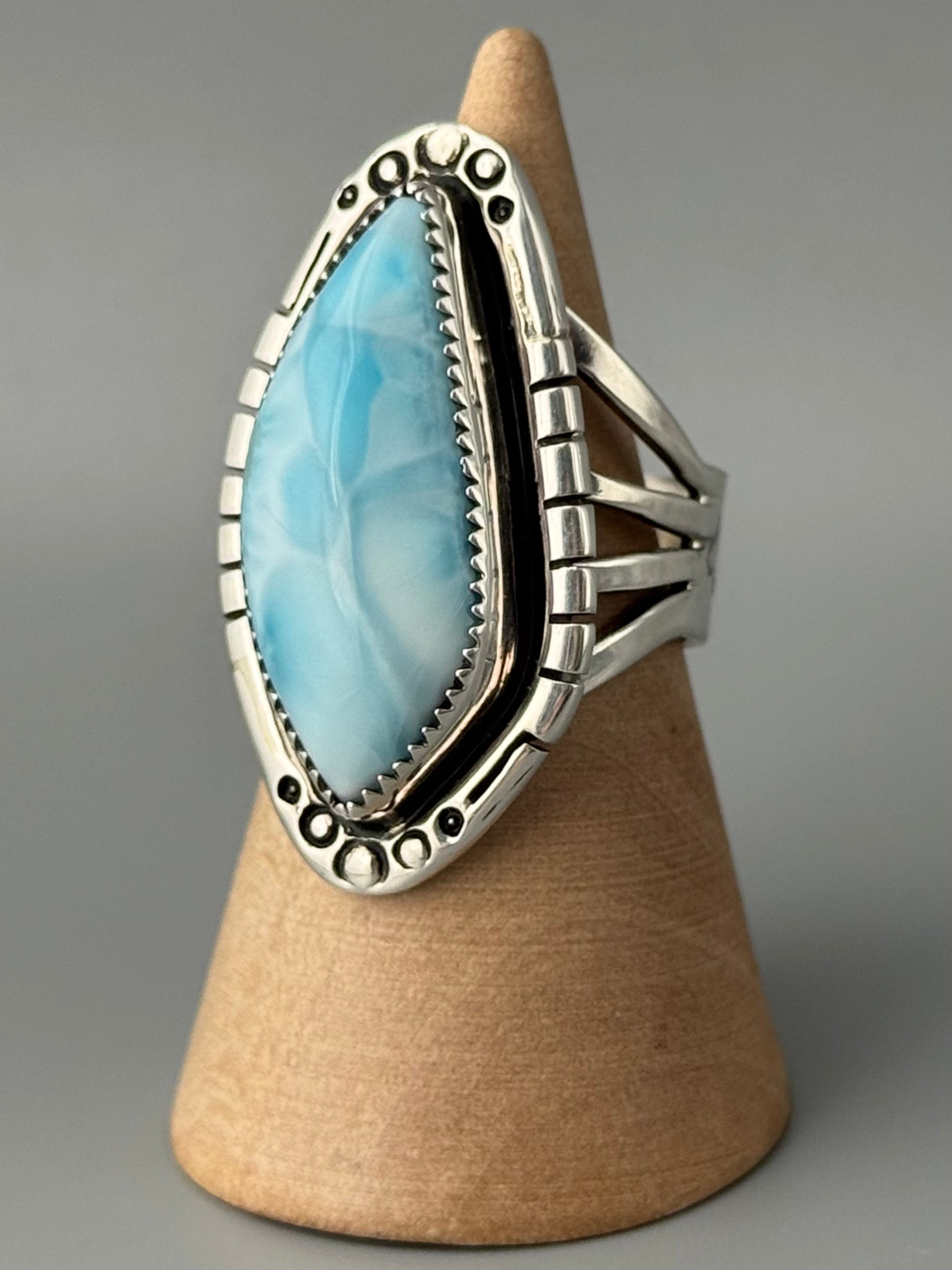 •LARIMAR - ORENDA• Navajo silver ring (size 7.5)