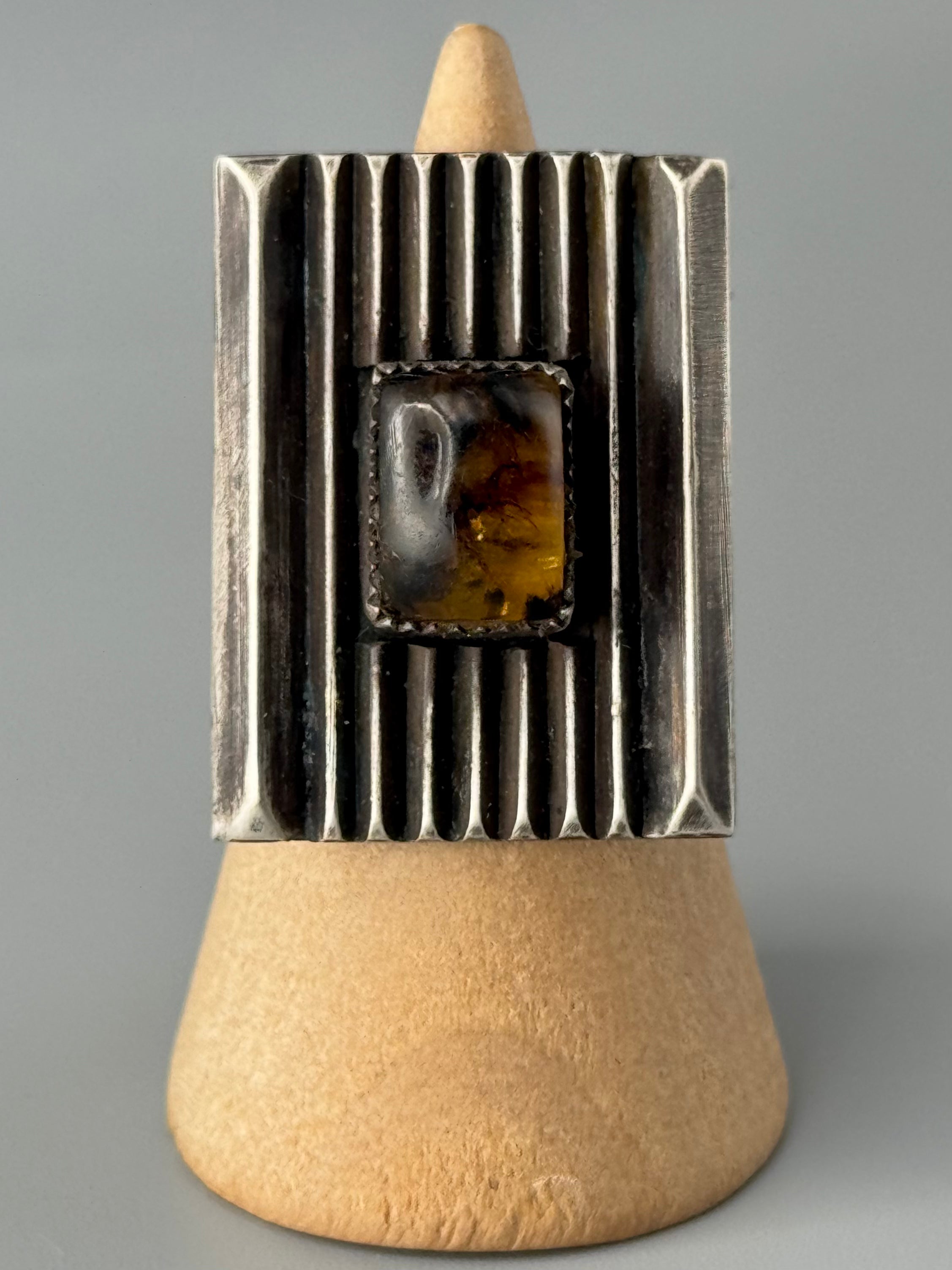 •TALISMAN• amber + silver ring (size 7.75)