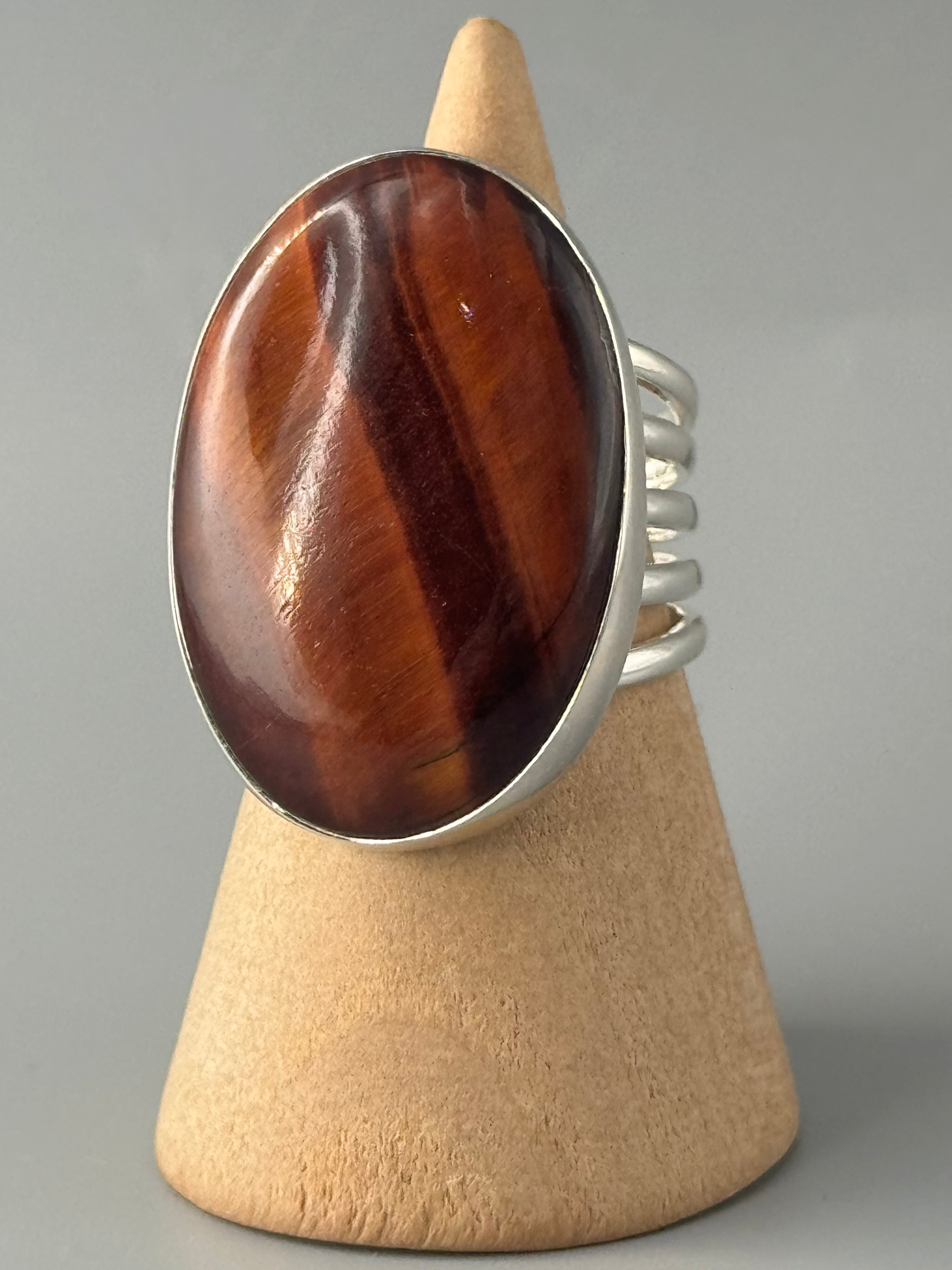 •RED TIGER EYE - TENFOLD• sterling silver ring (various sizes)