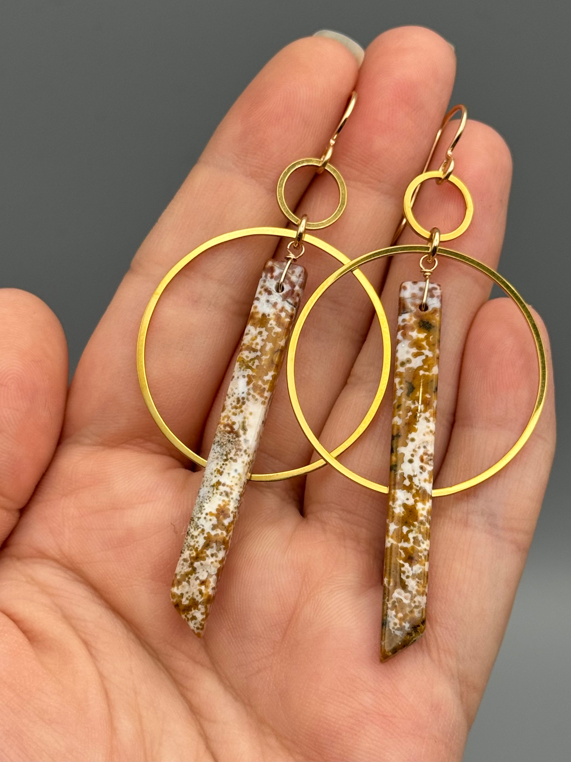 •EQUA-ORBIT• ocean jasper + gold earrings