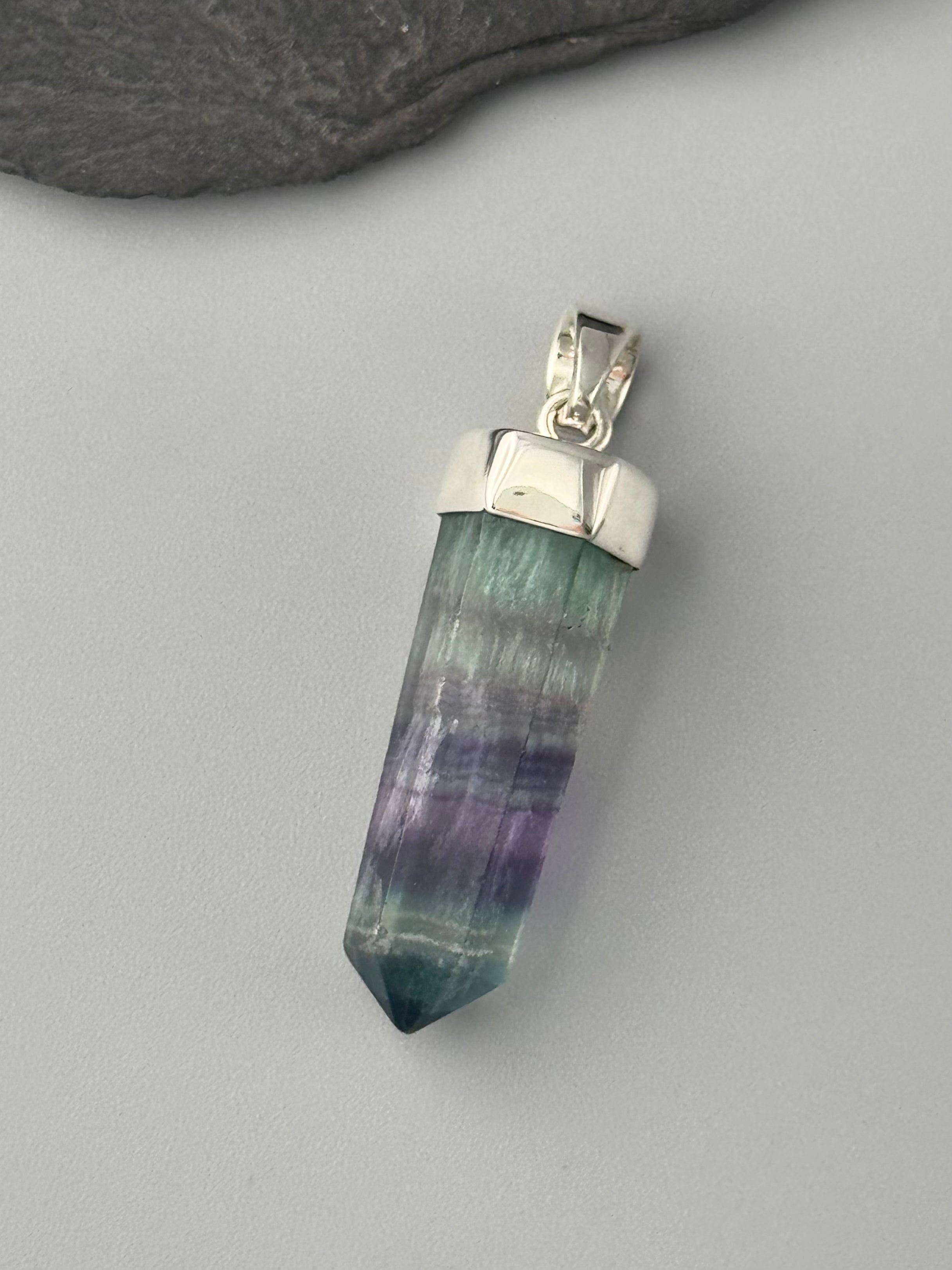 •FLUORITE POINT - 1• sterling silver pendant