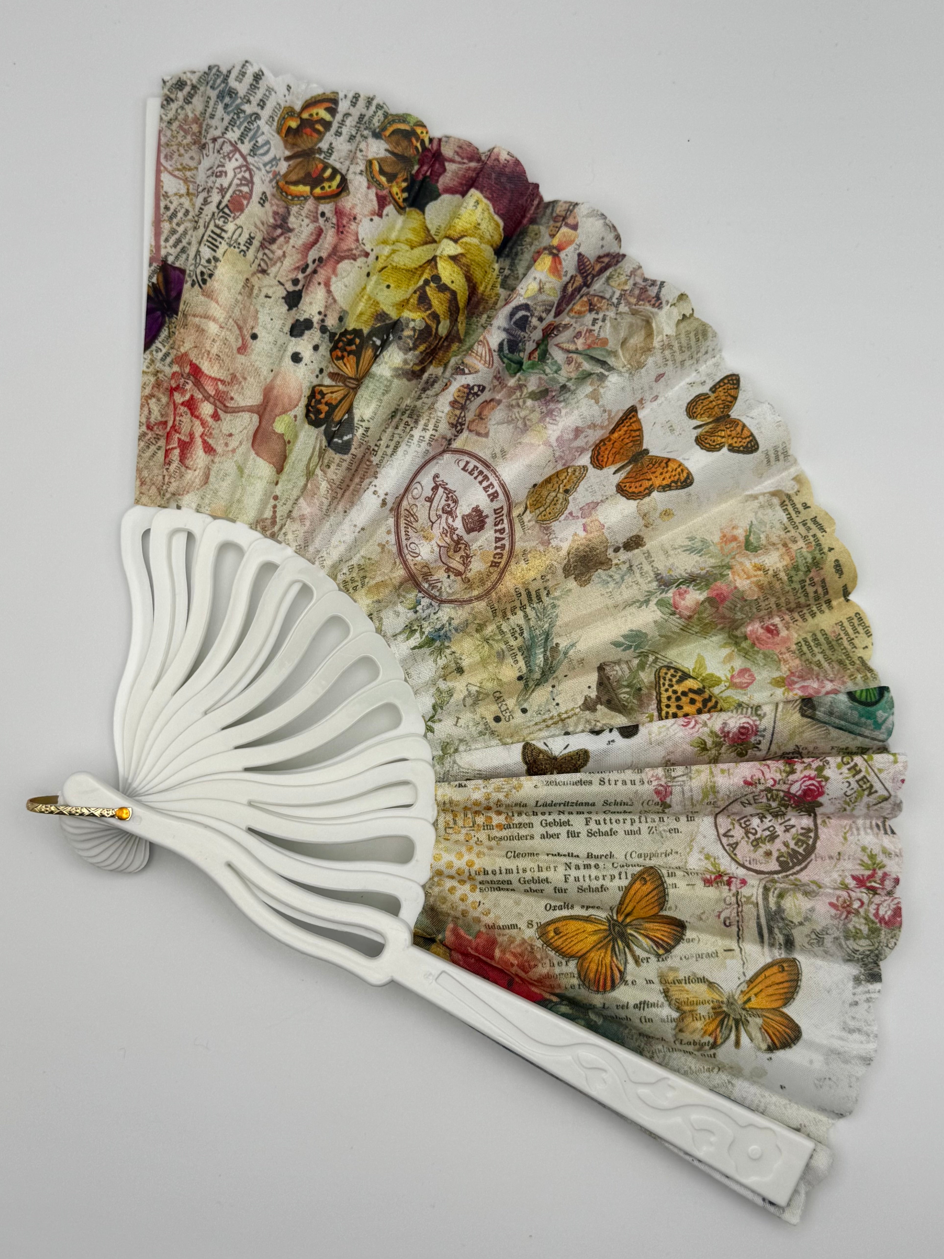 •VIOLET• butterfly floral folding fan