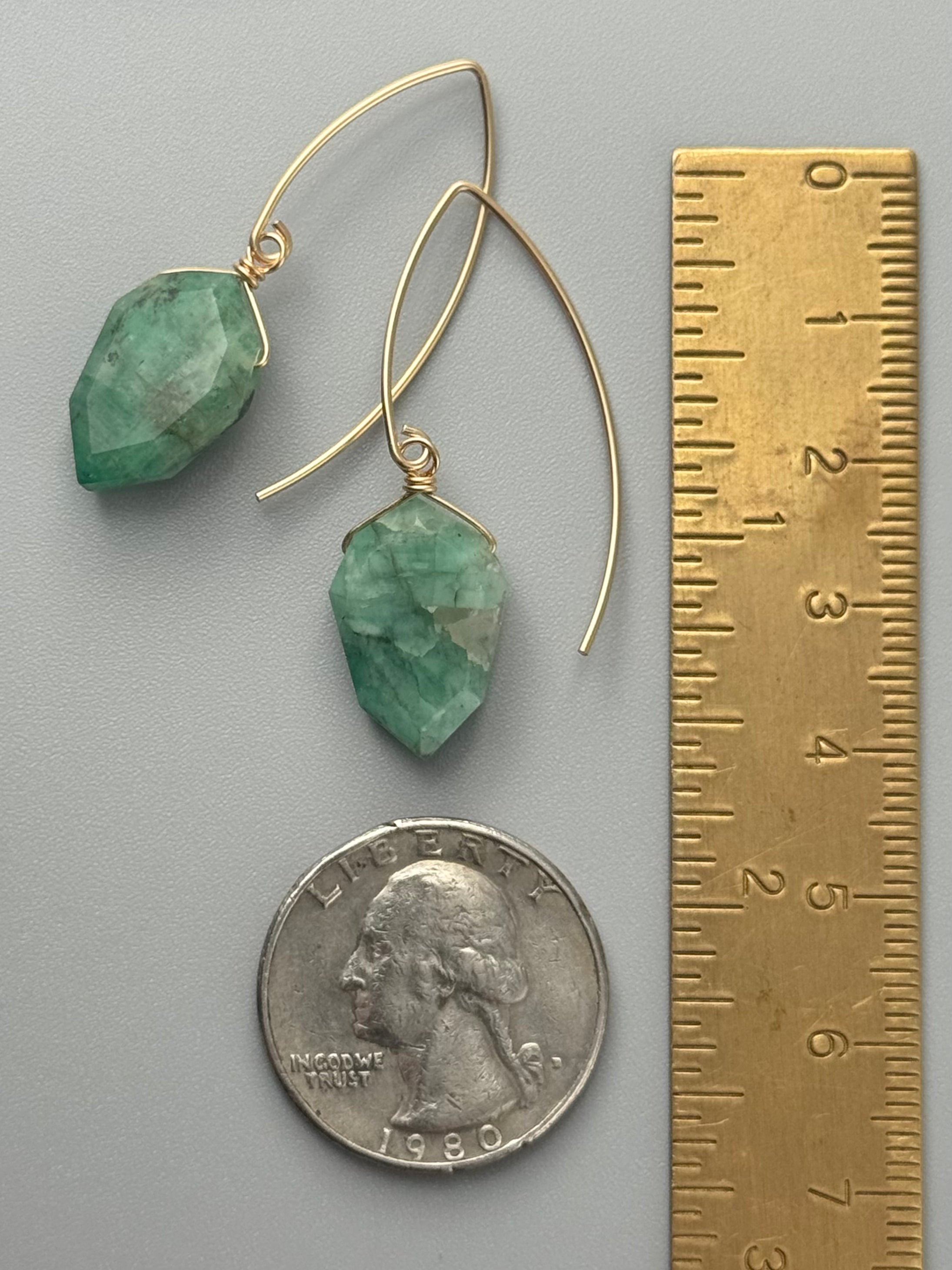 •STRAY• emerald + gold earrings