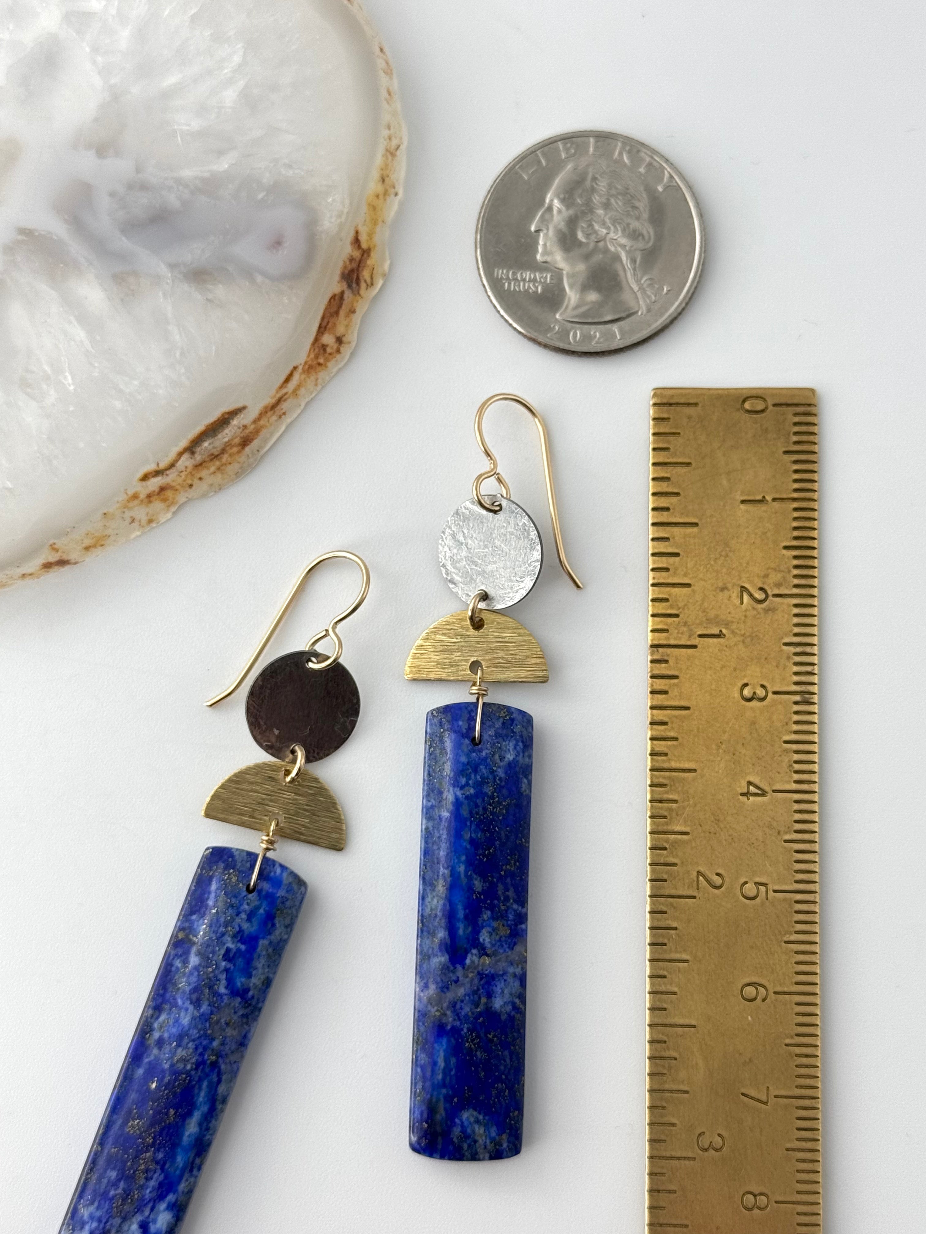 •NYX• lapis + mixed metal dangle earrings