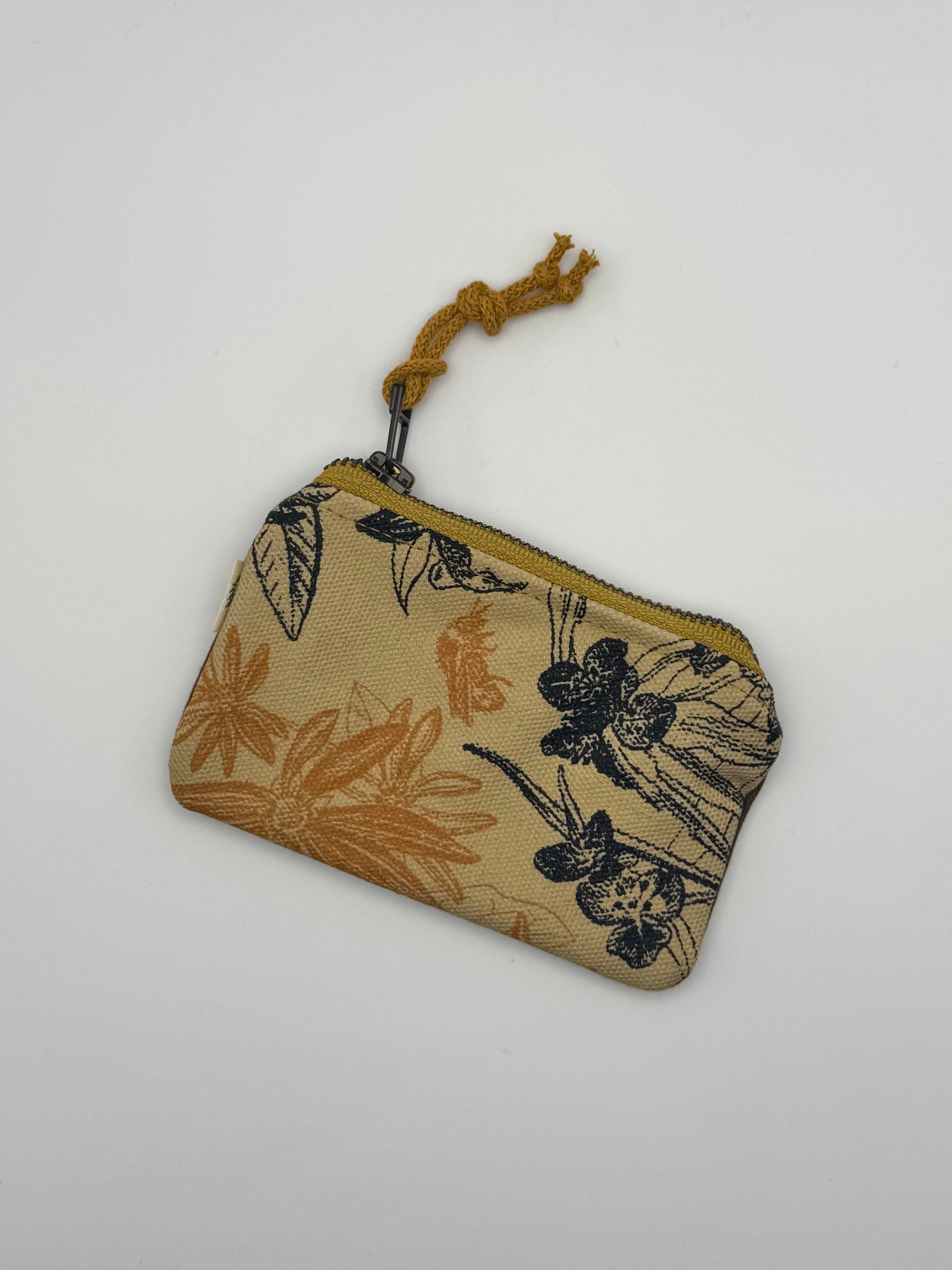 •CARD POUCH - WILDFLOWERS• waxed canvas bag