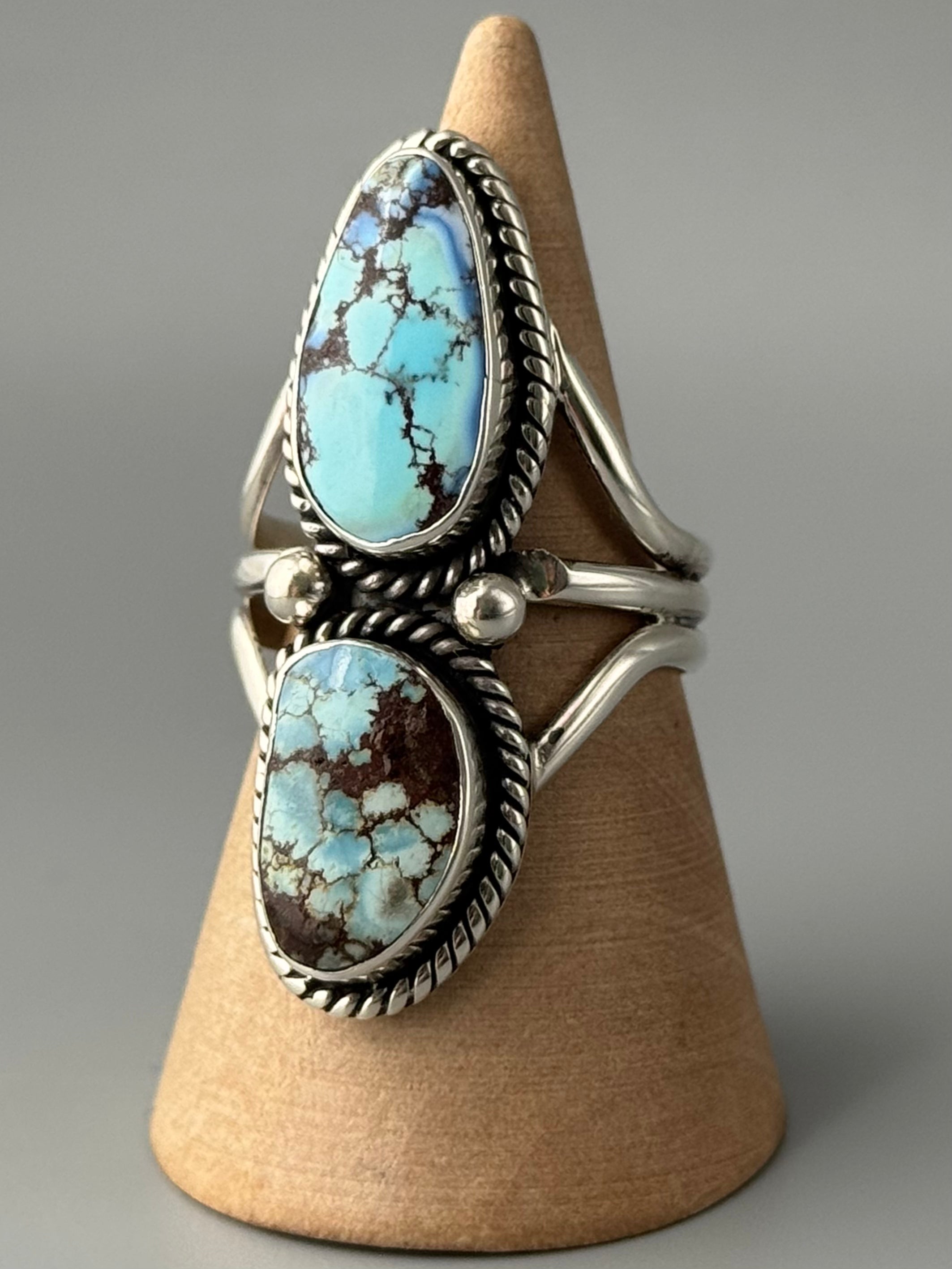 •GOLDEN HILL TURQUOISE - NAAKI• Navajo silver ring (size 9.25)