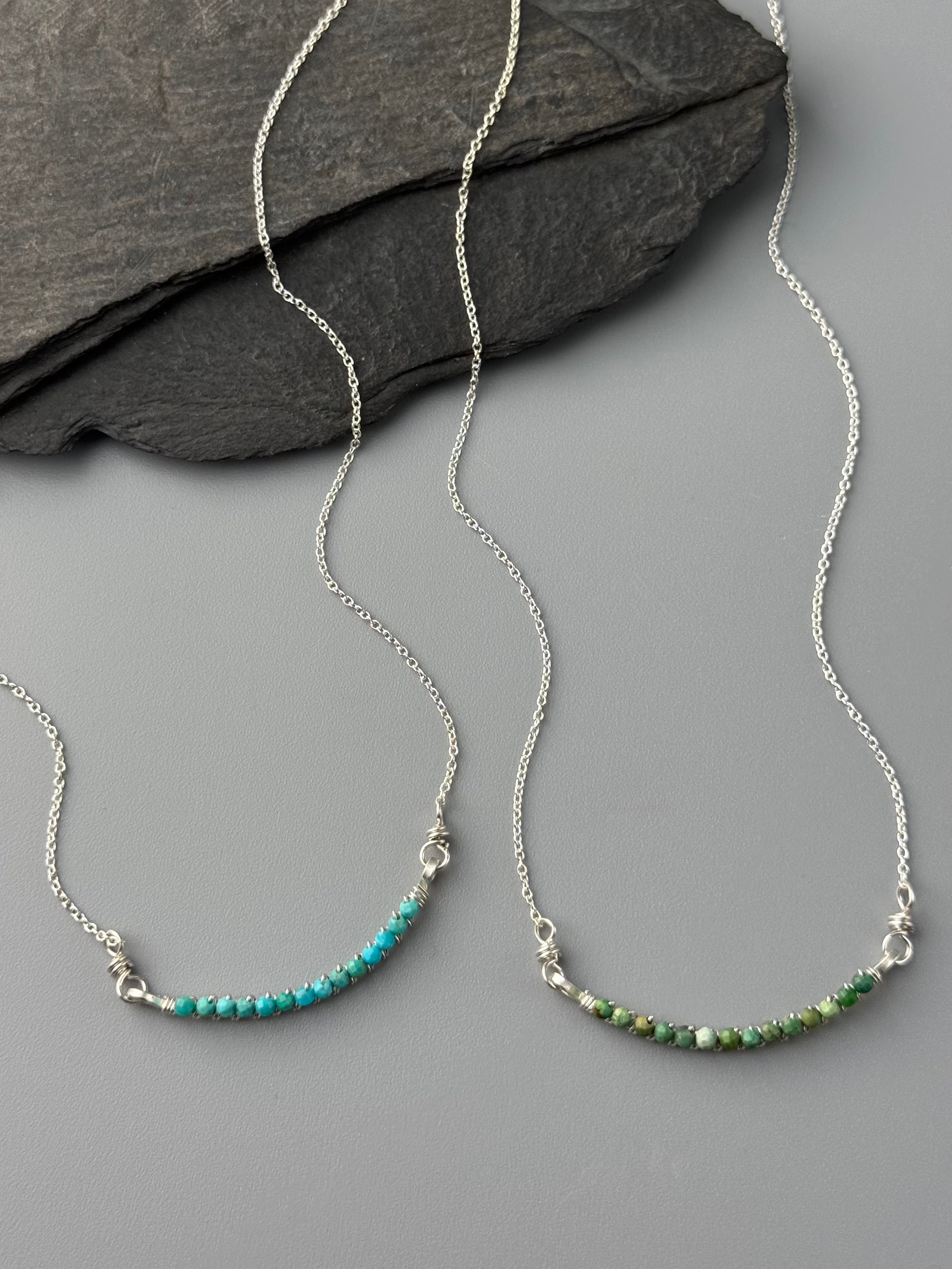 •SMILE• turquoise + silver necklace (16" long)