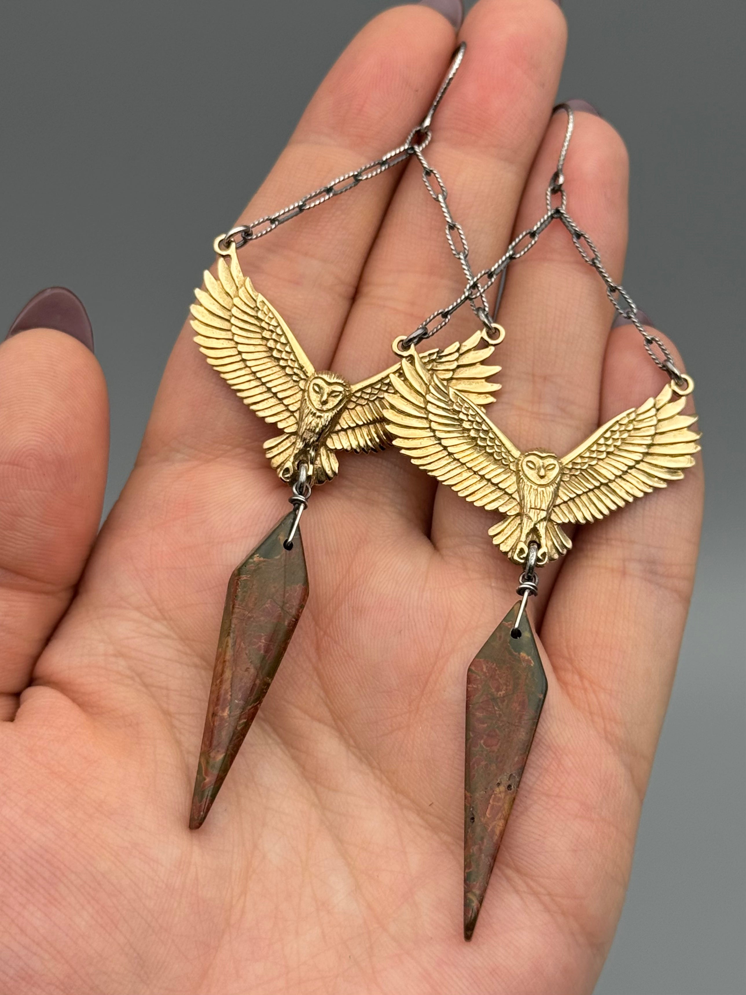 •NOCTURNA• red creek jasper + mixed metal earrings