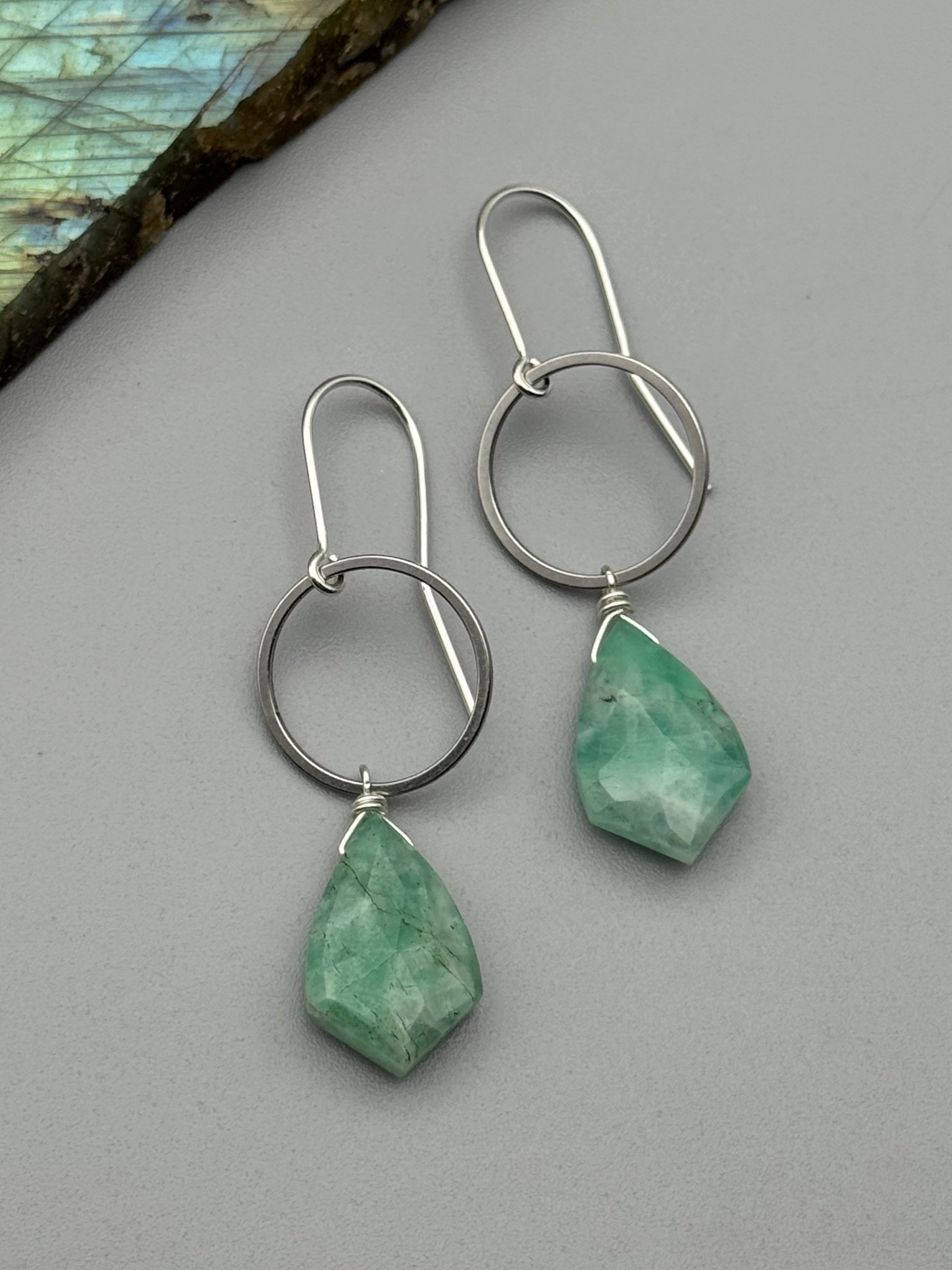 •LUNA• emerald sparrow + silver earrings