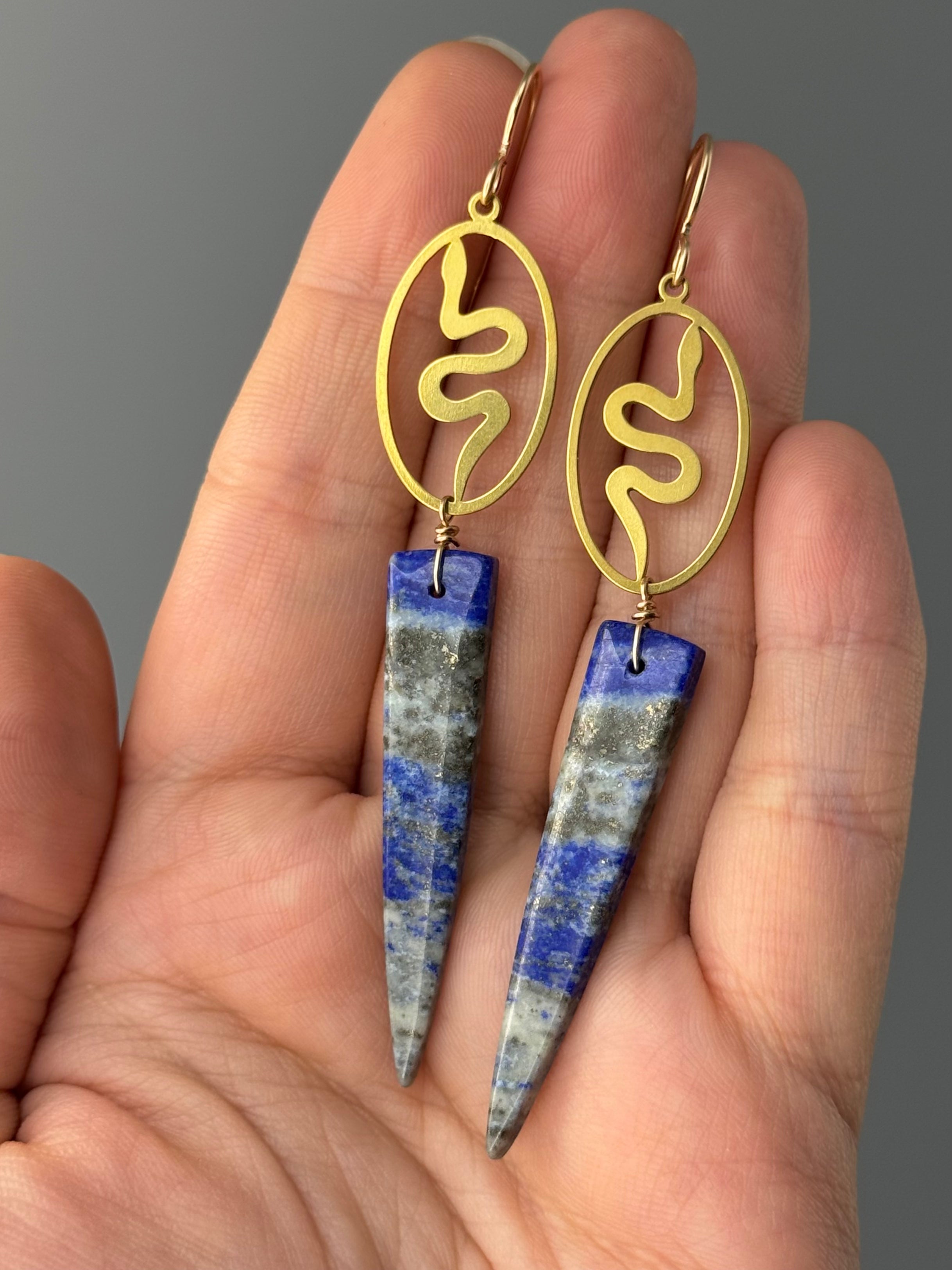 •SLITHER• lapis lazuli + gold earrings