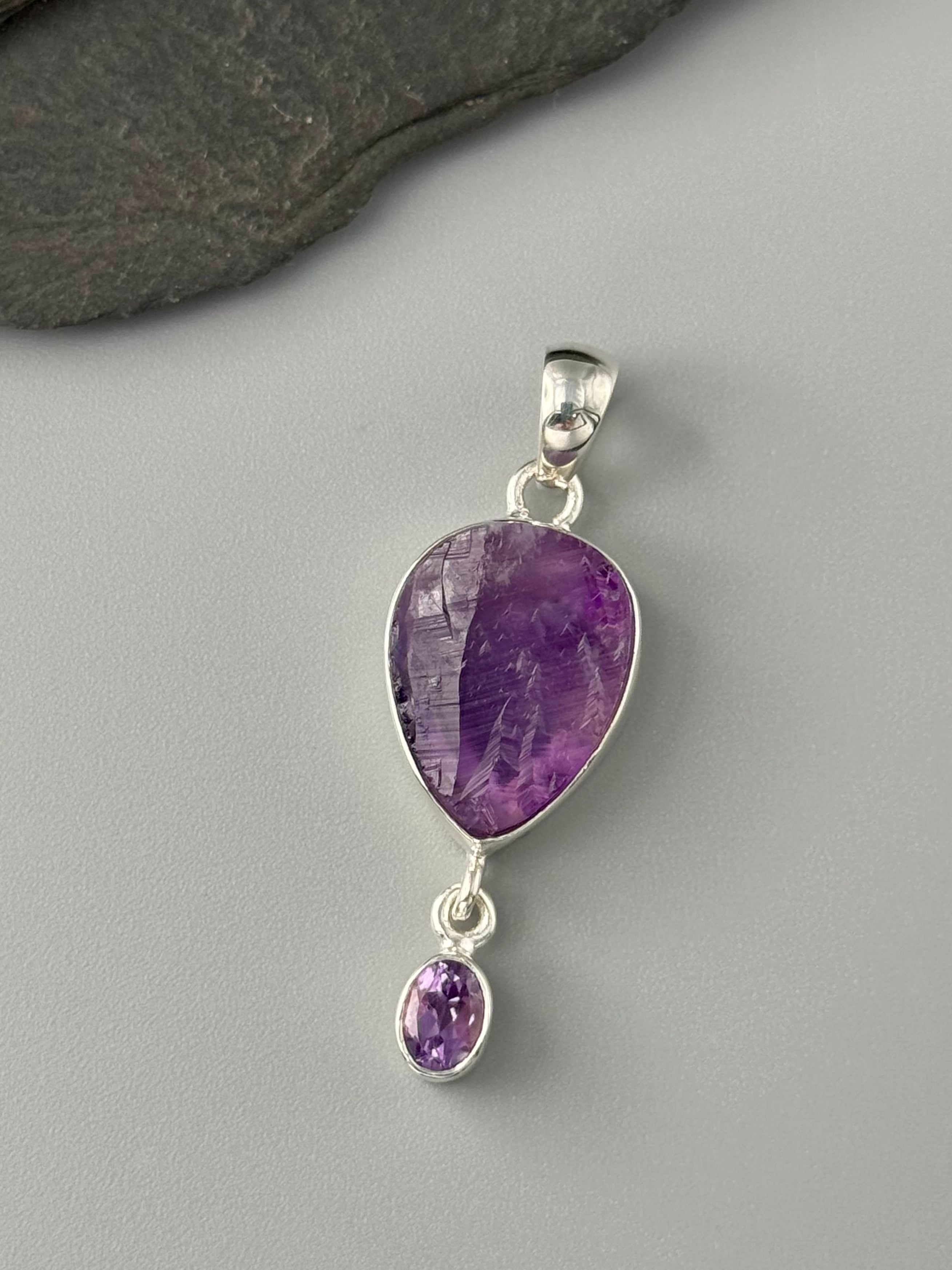 •AMETHYST DROP - 2• sterling silver pendant