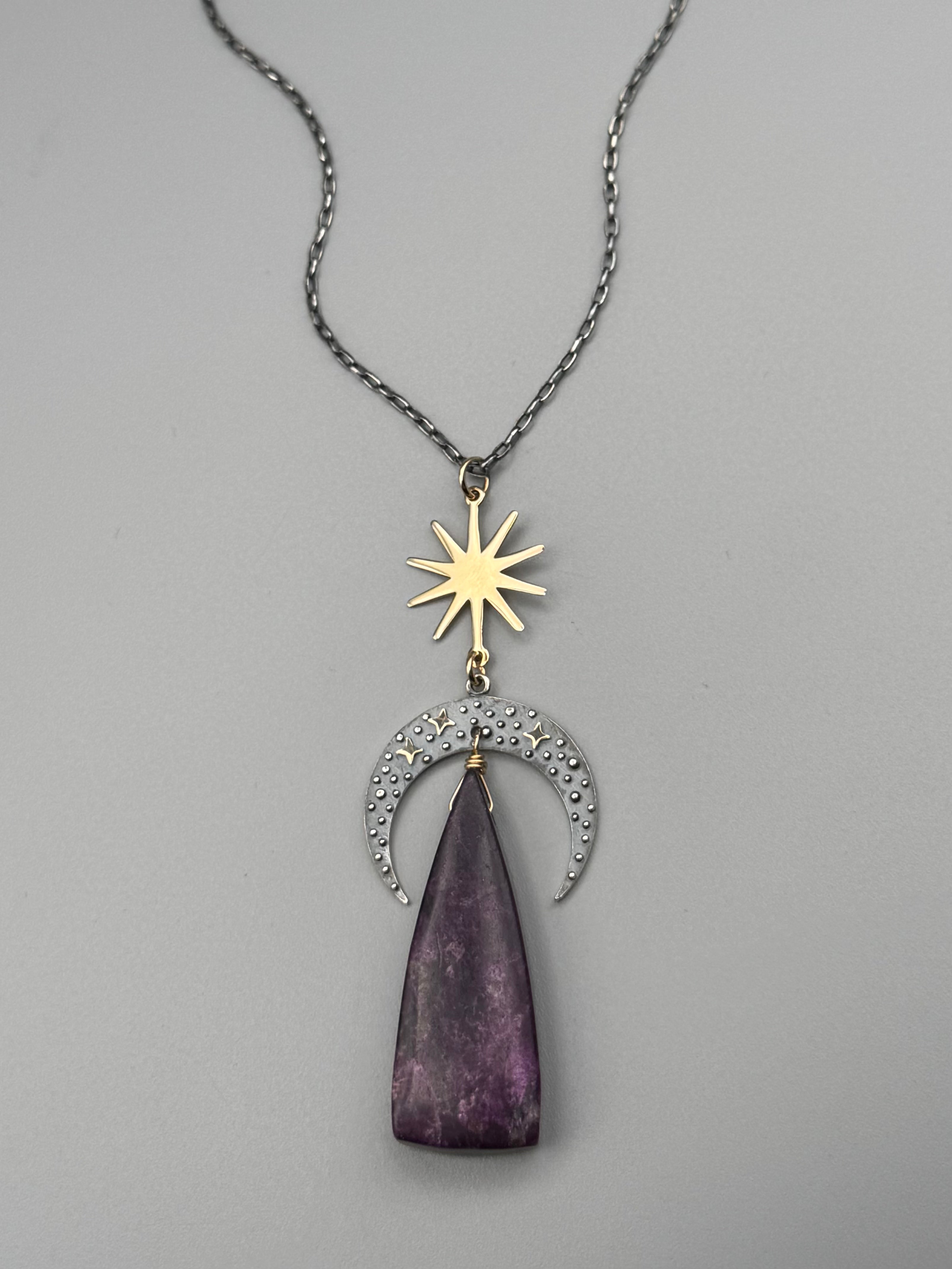 •NYX• sugilite + mixed metal necklace (26"-28" long)