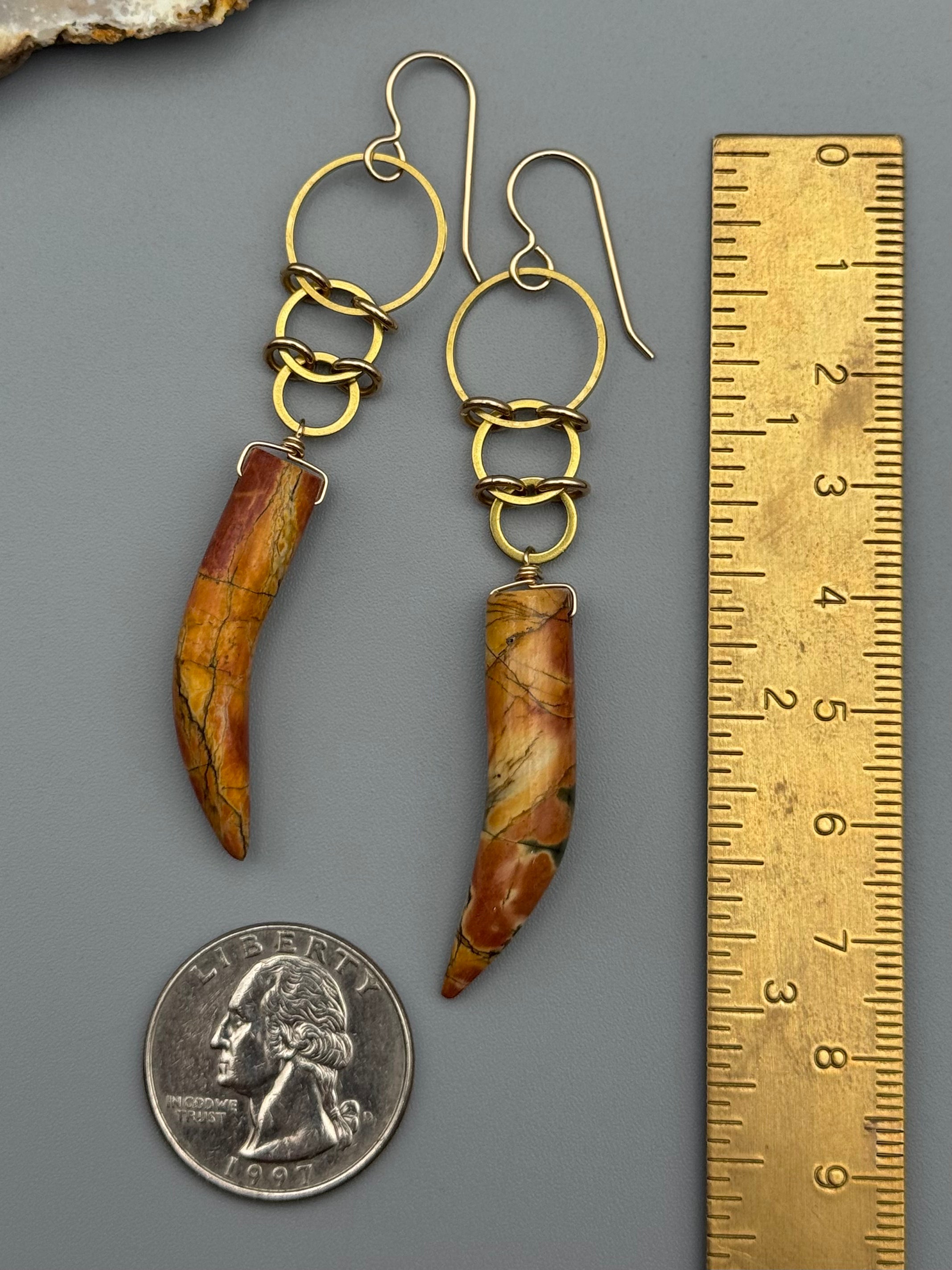 •EOWYN• red creek jasper talon + gold earrings