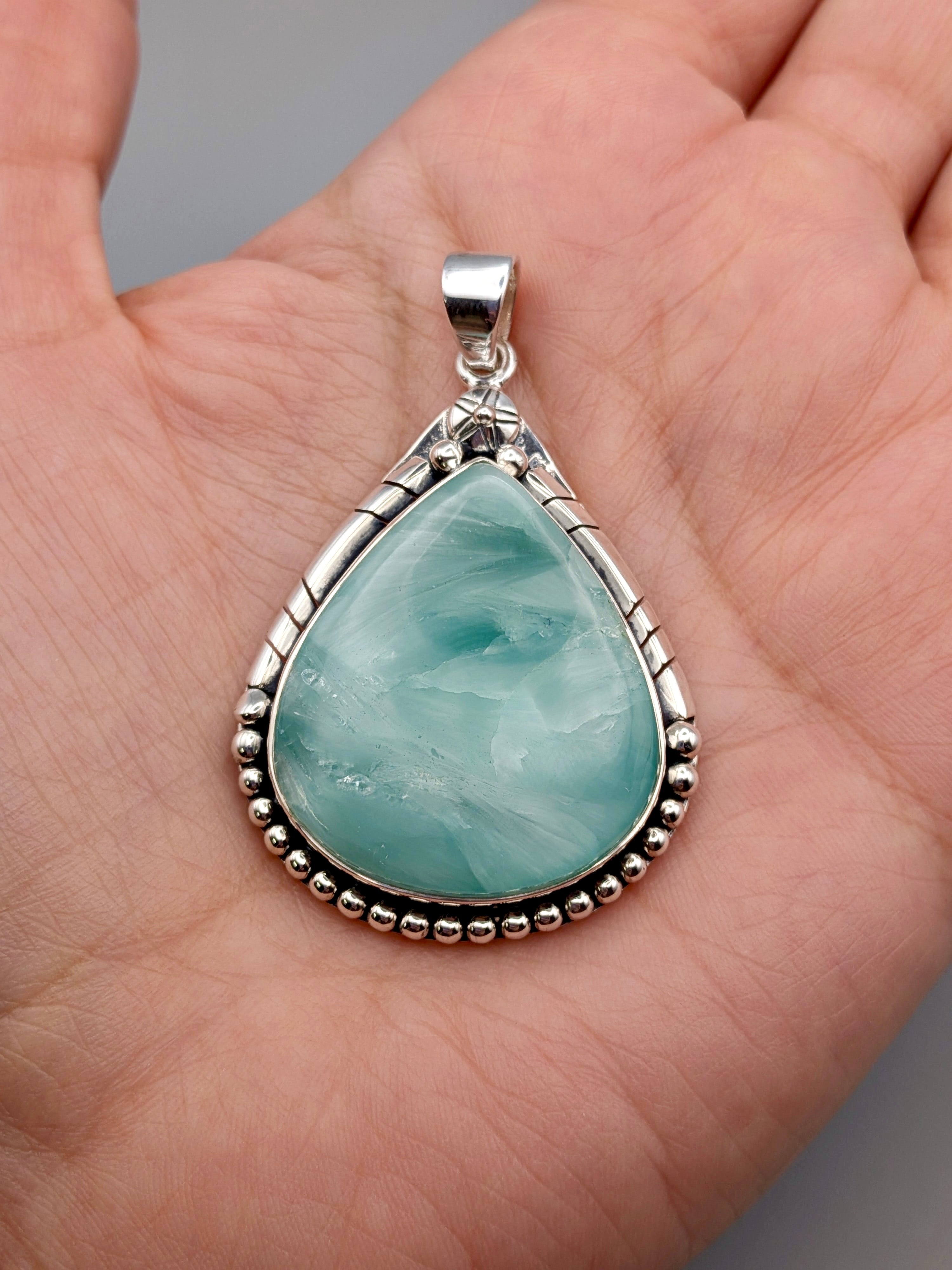 •HEMIMORPHITE TEAR - CANYON 2• sterling silver pendant