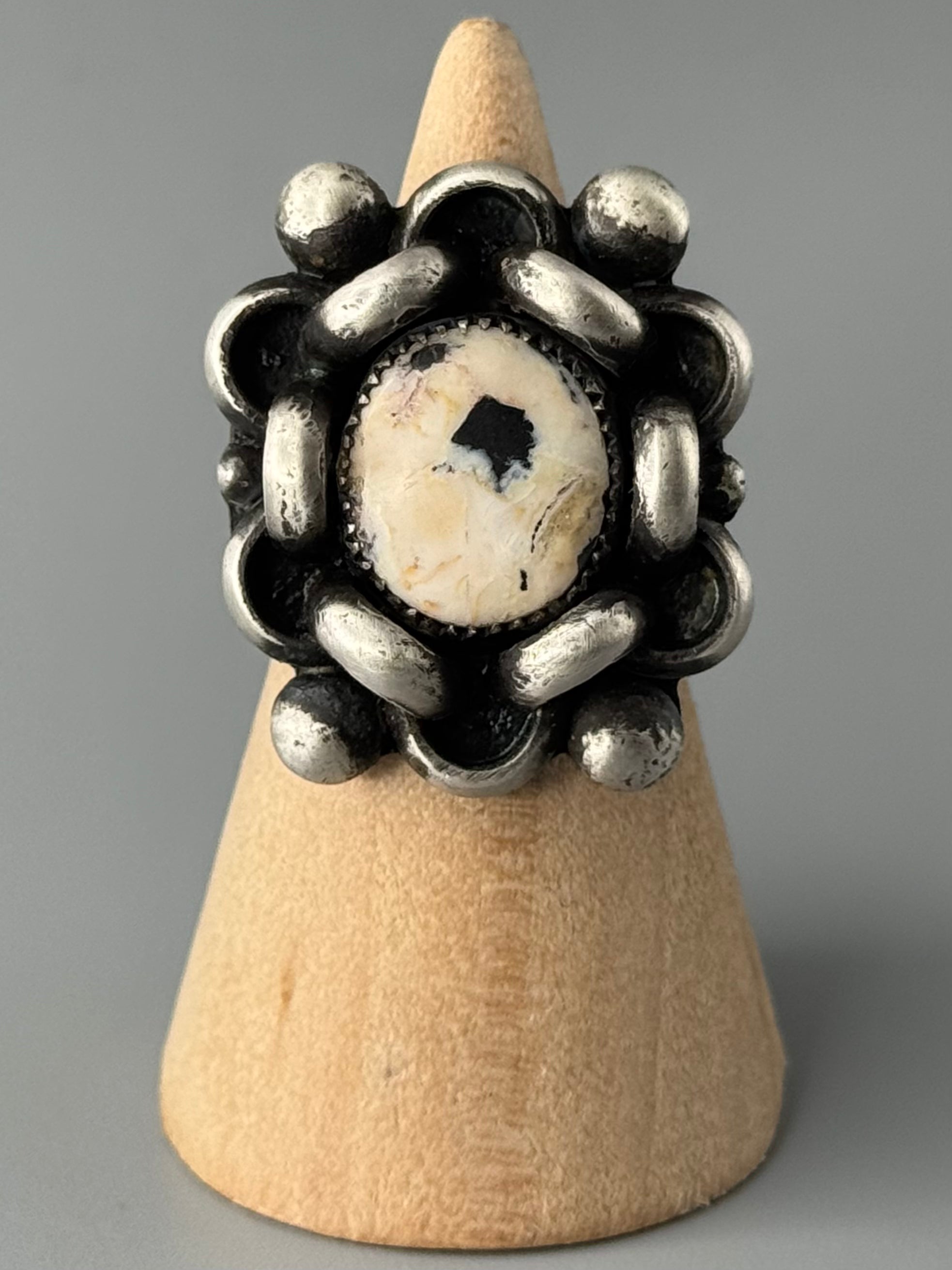 •CADENA• white buffalo + silver ring (size 7.5)