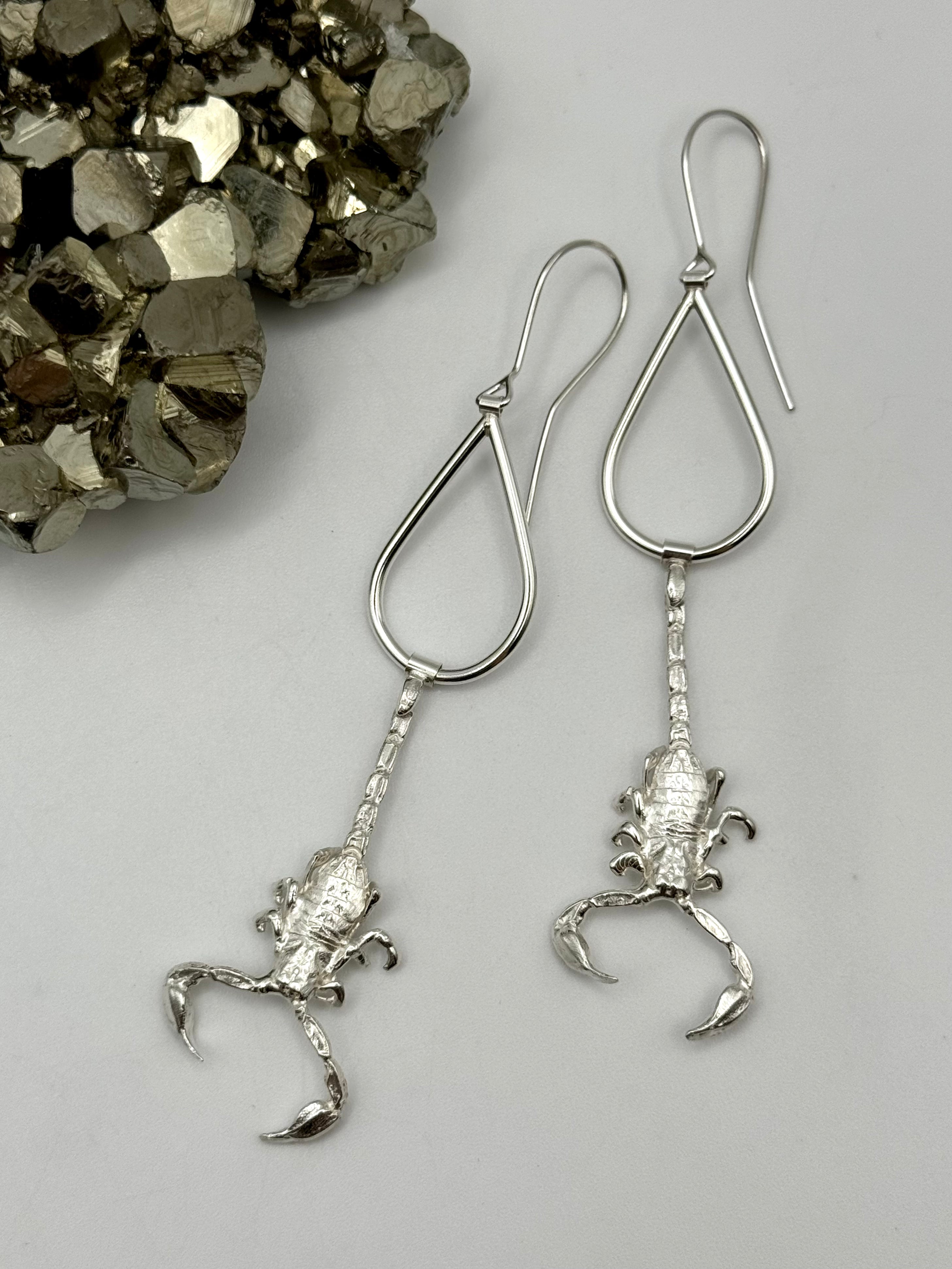 •SCORPION TEARDROP• silver dangle earrings