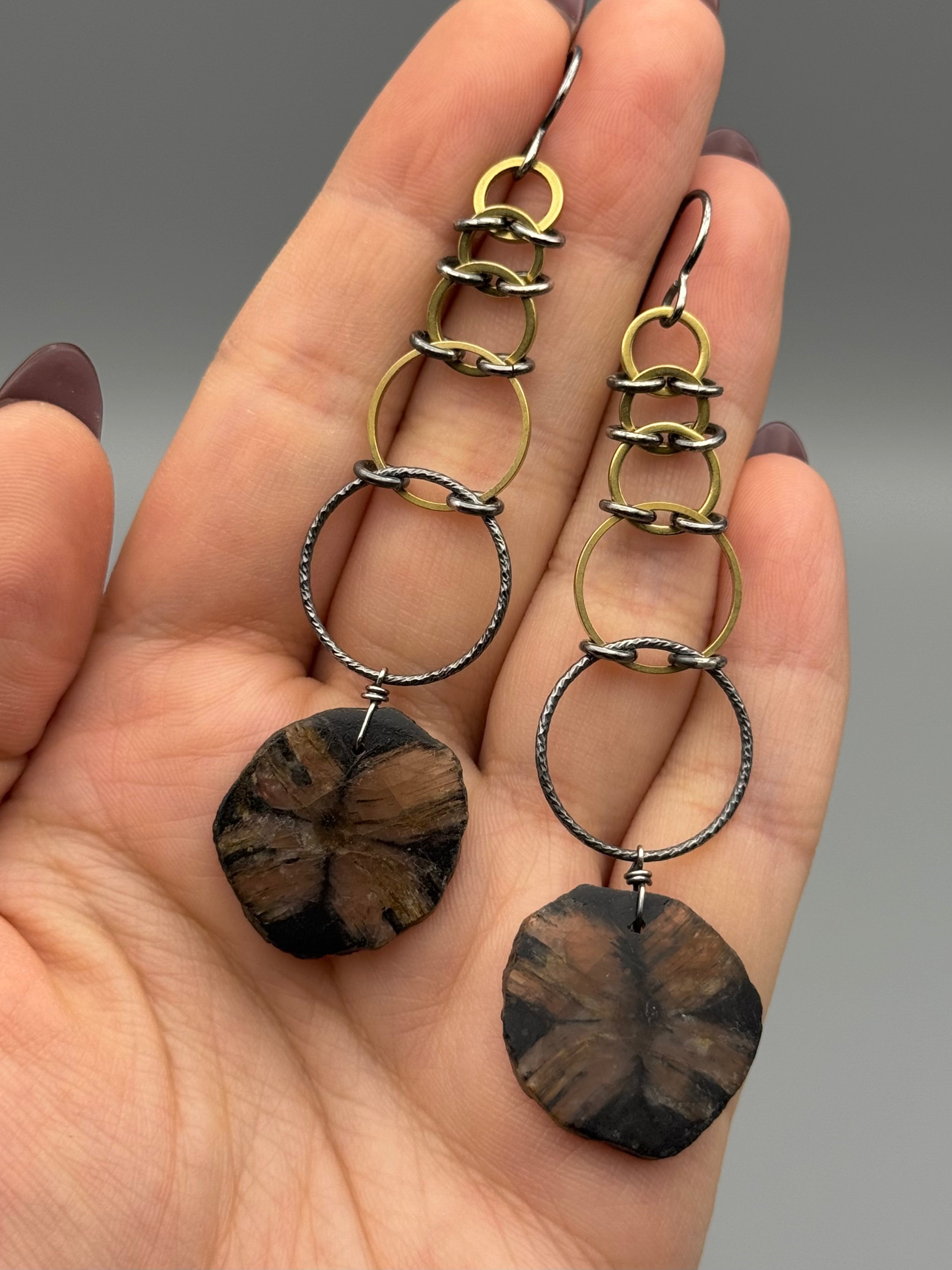 •EOWYN• chiastolite + mixed metal earrings