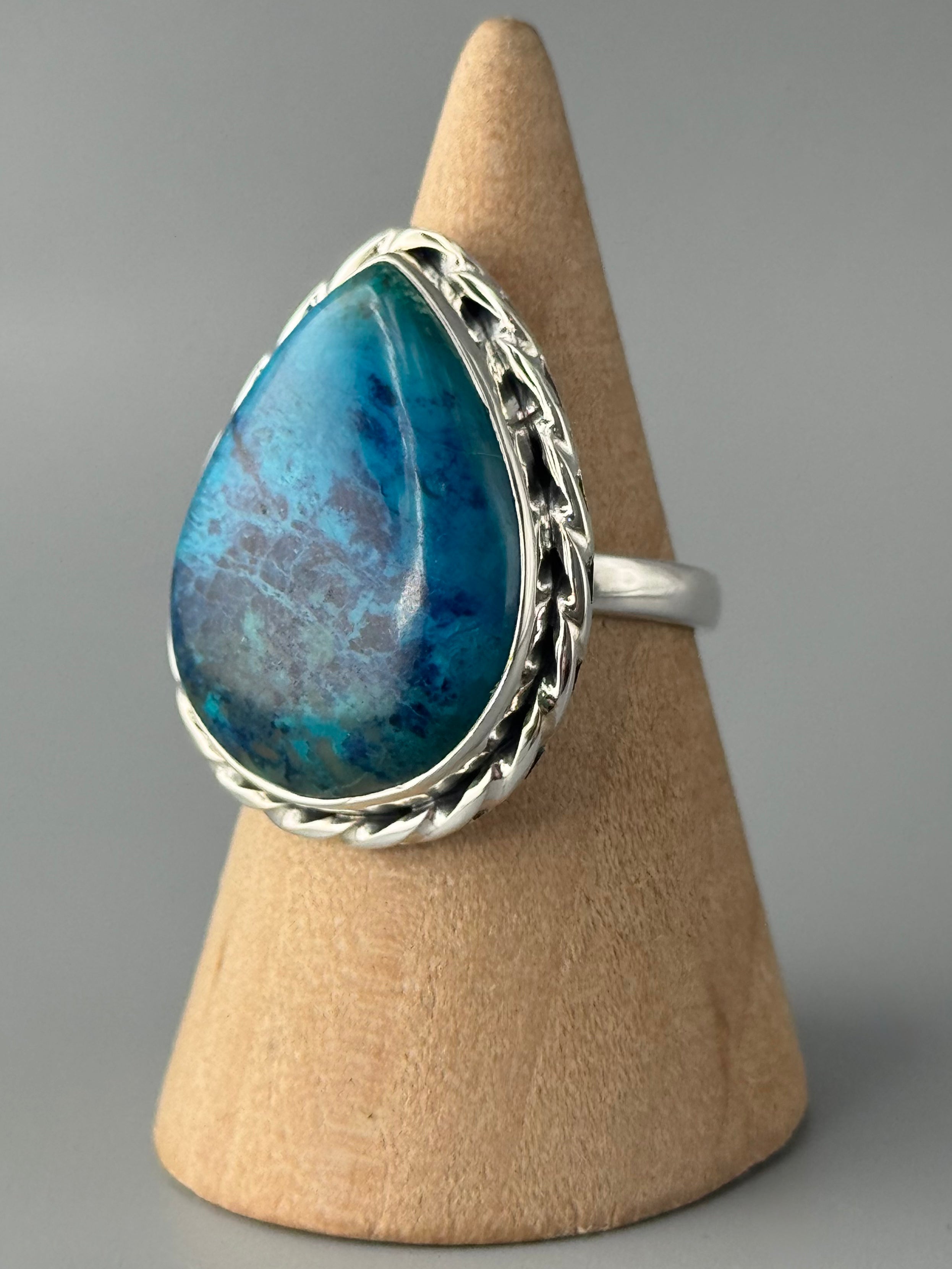 •SHATTUCKITE - TWINE TEAR• sterling silver ring (size 8)
